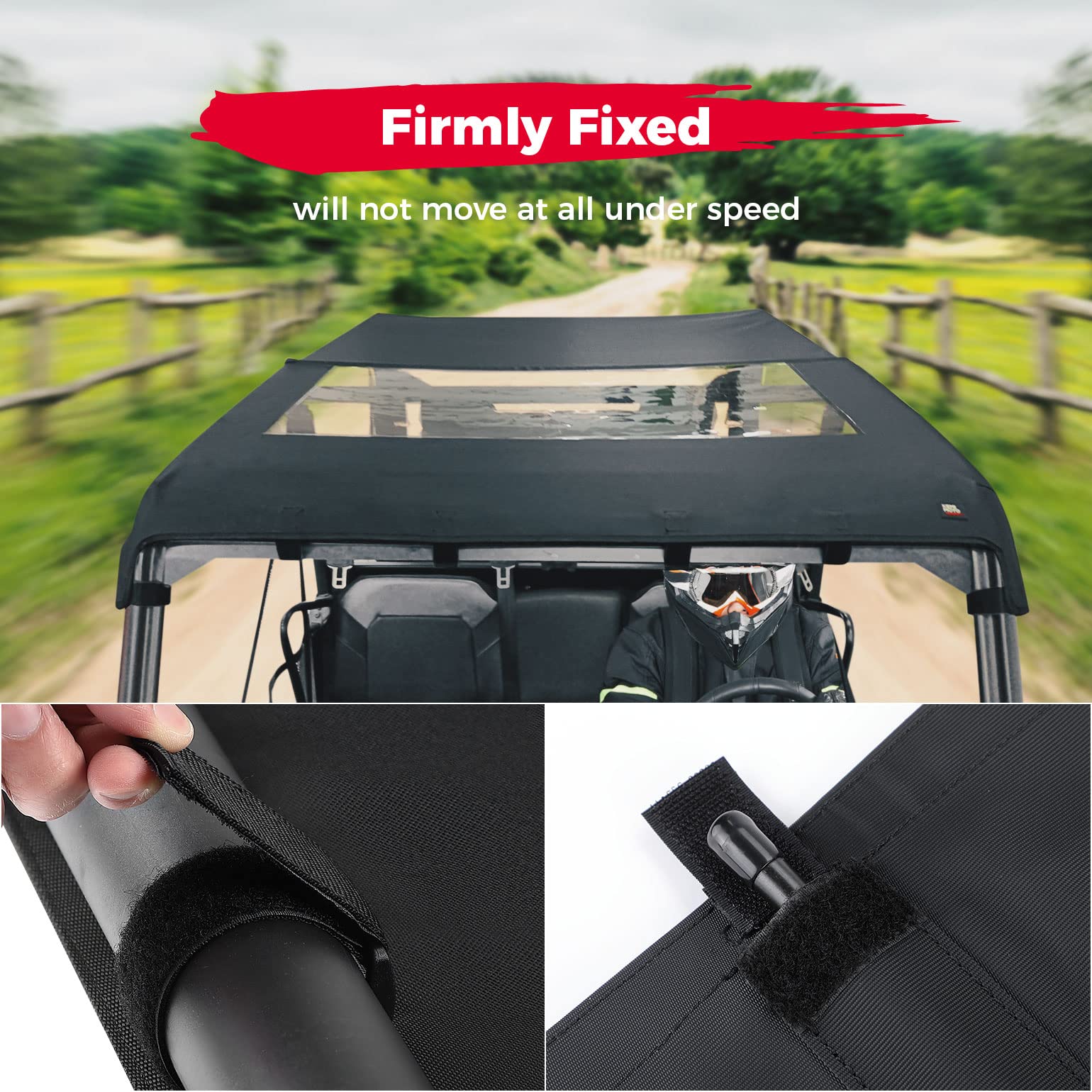 Kemimoto Canvas Roof Top Waterproof for Polaris Ranger Crew