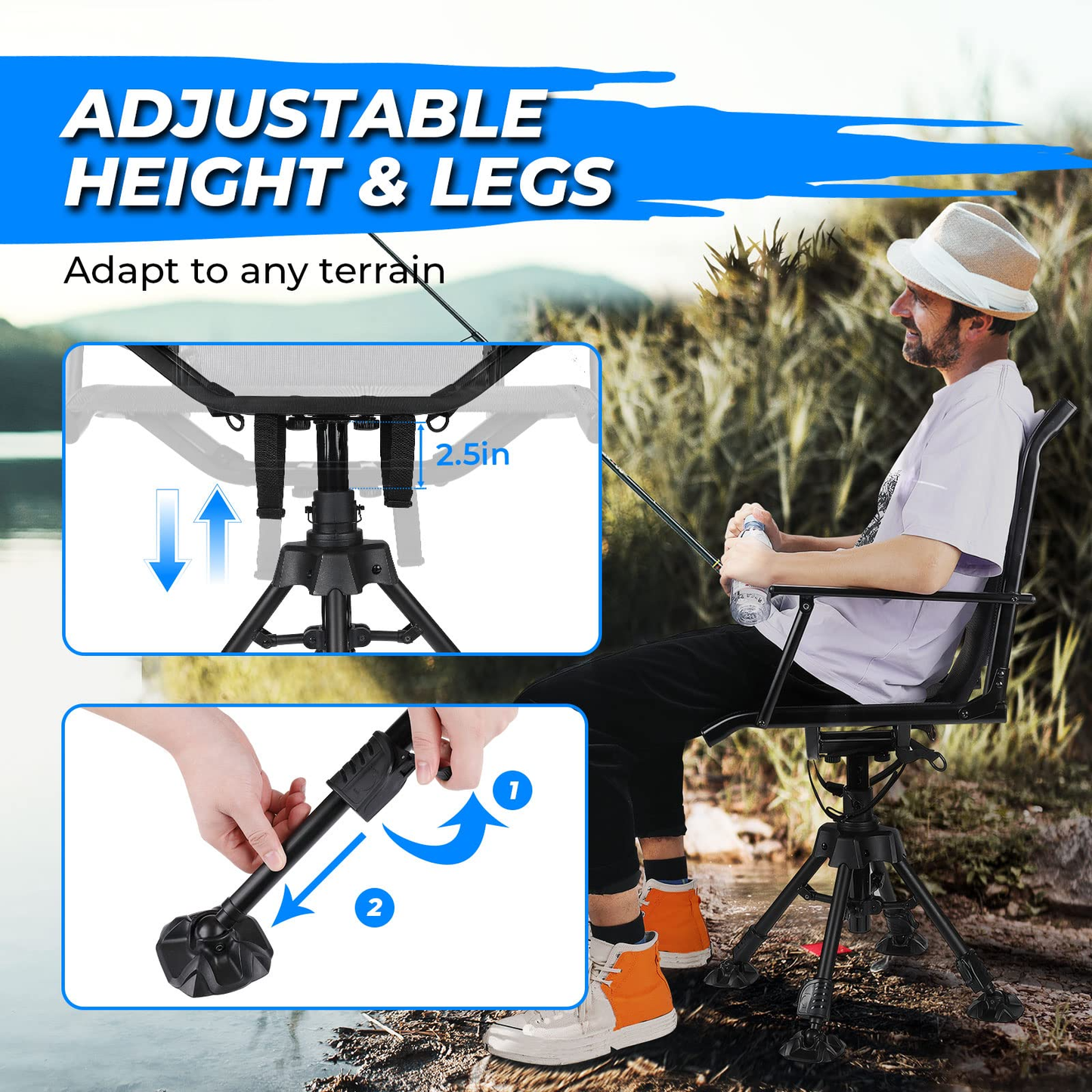 360 Degree Silent Swivel Blind Hunting Chair
