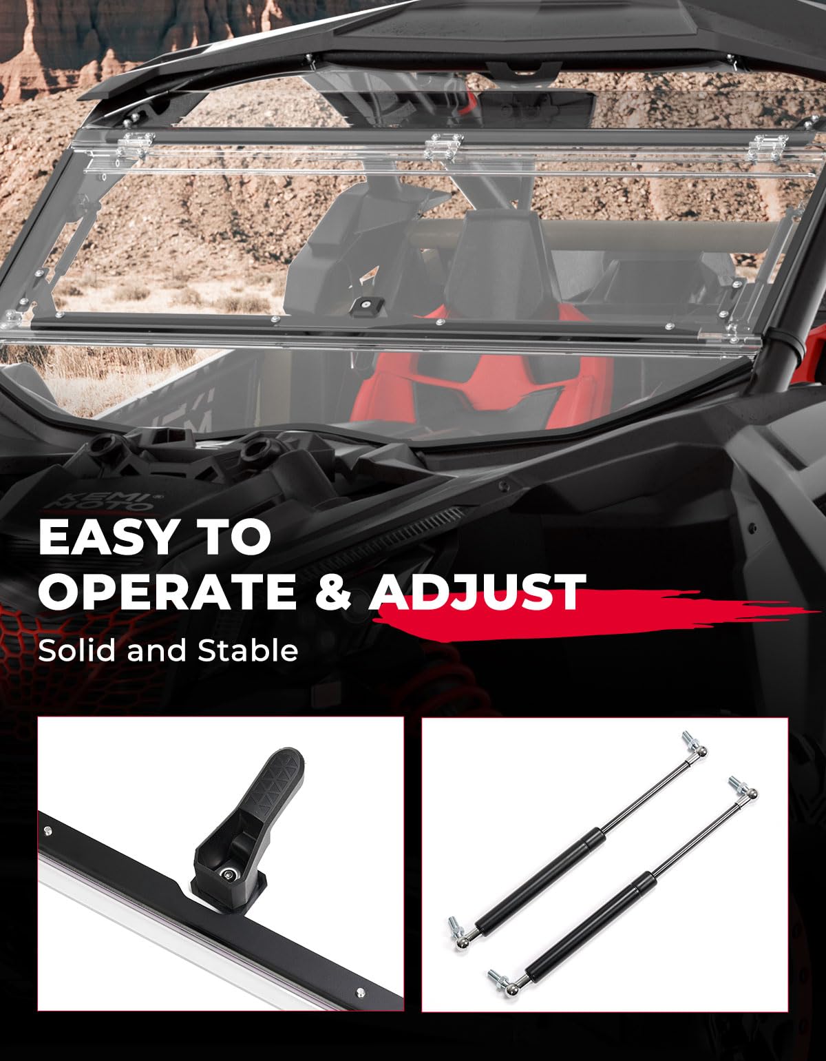 Kemimoto Scratch Resistant Flip Windshield 1/4" Polycarbonate for Maverick X3
