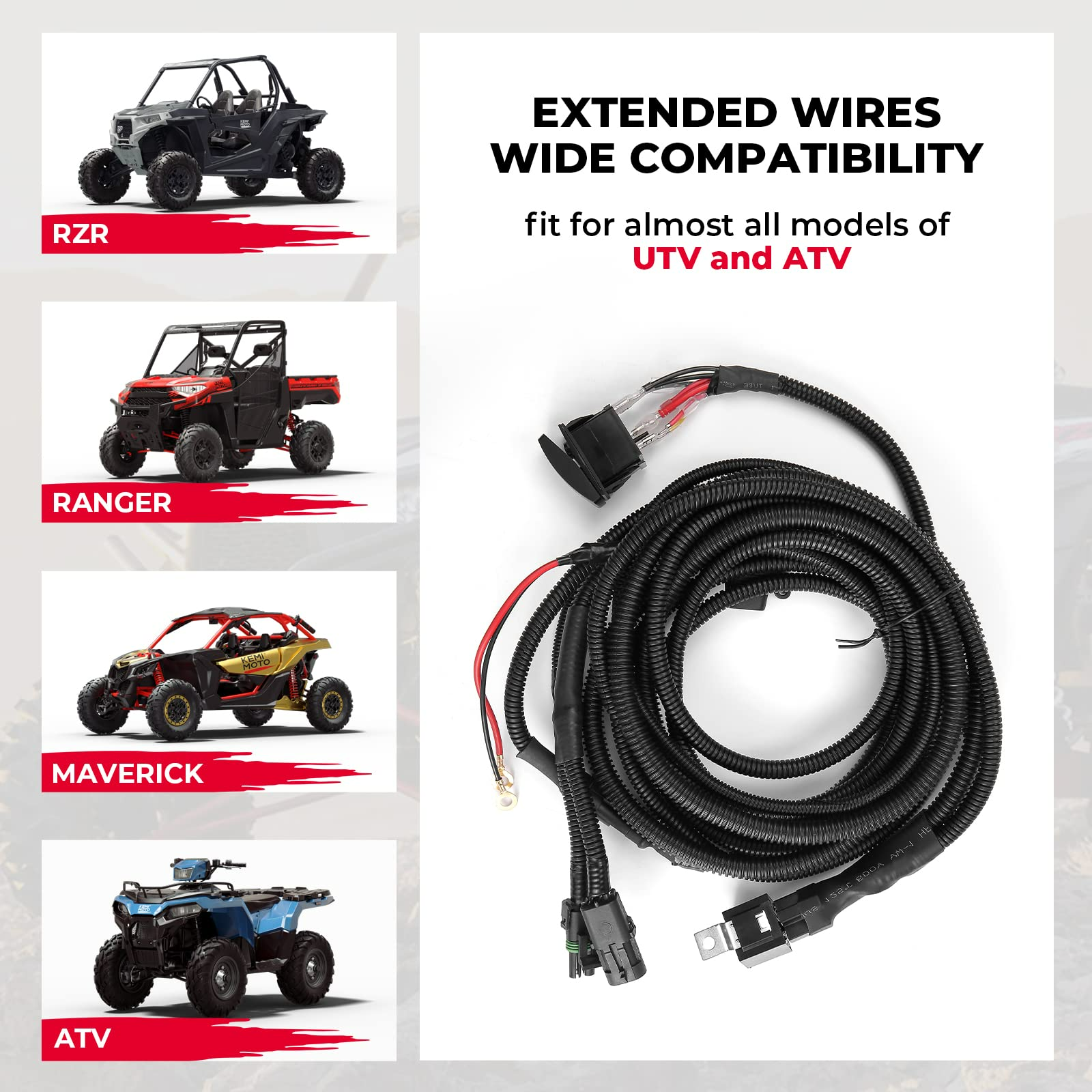 Kemimoto ATV/UTV Fan Override Switch Kit with Relay