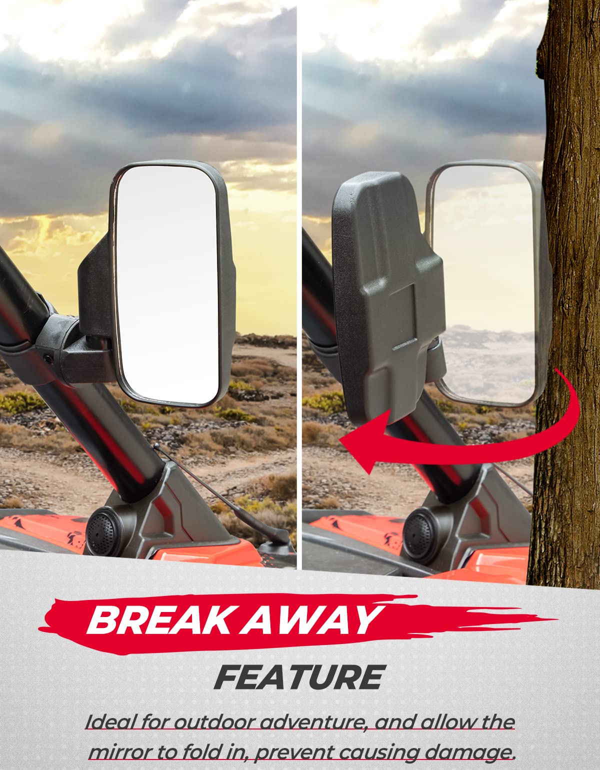 Kemimoto High Impact Convex Side View Mirror 1.75"-2"
