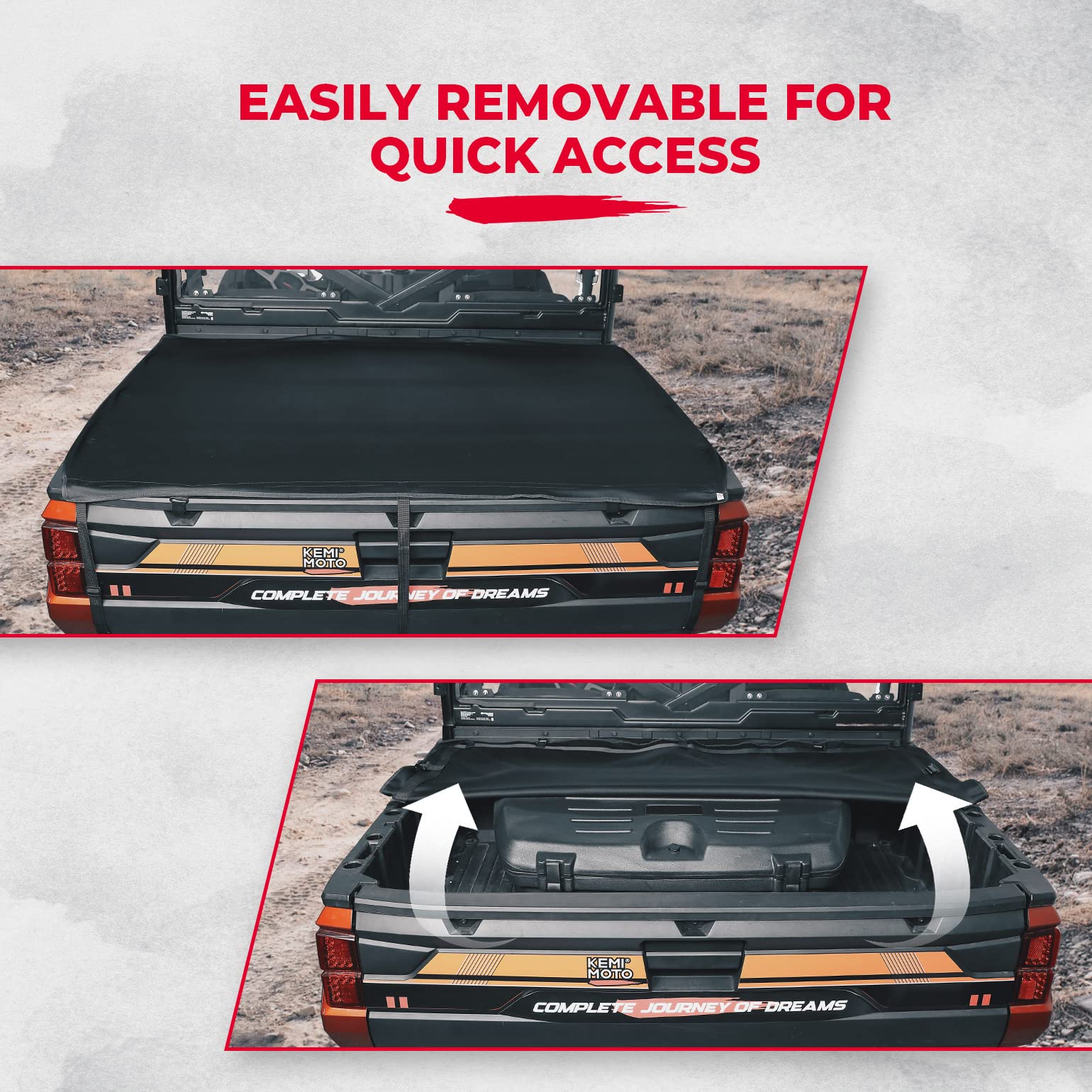 Kemimoto UTV Cargo Bed Cover for Polaris Ranger XP 1000