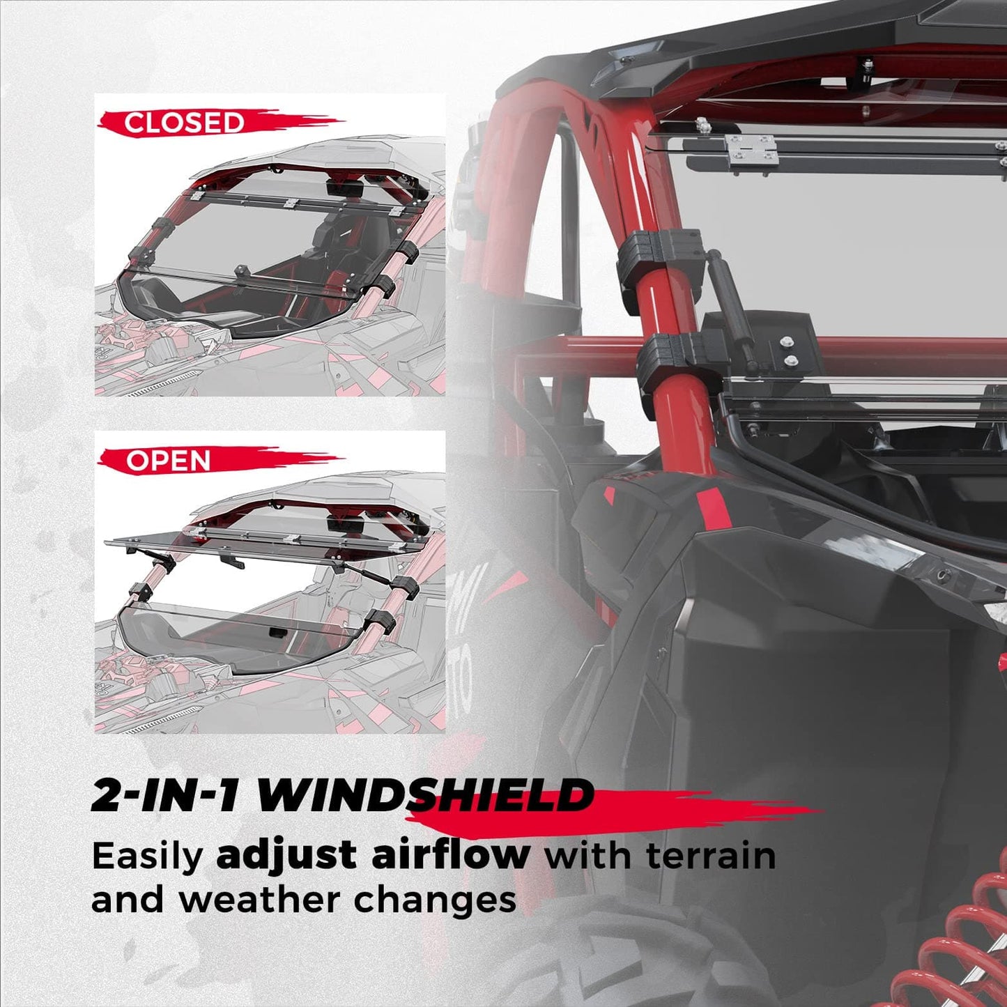 Kemimoto Flip Windshield & Lower Doors for 2017-2023 Can‑Am Maverick X3