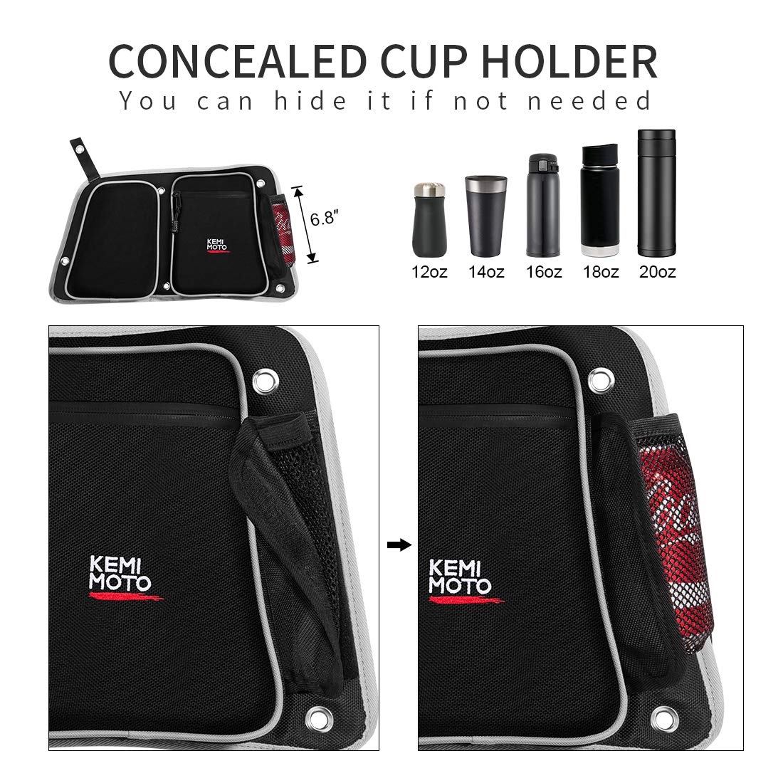 Kemimoto Rear Door Bags With Knee Pad For Polaris RZR