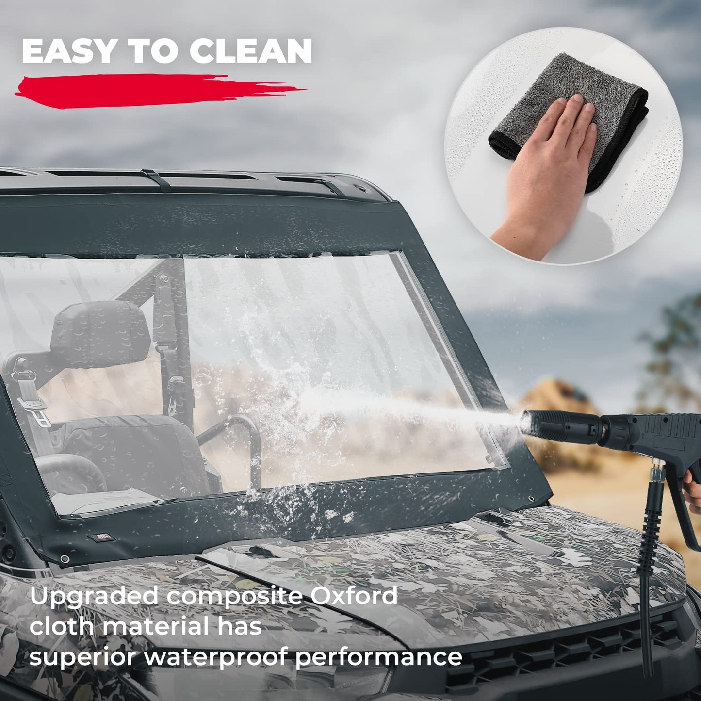 Soft Front Windshield, PVC Waterproof Panel for Ranger XP 1000 / Crew 2017-2024