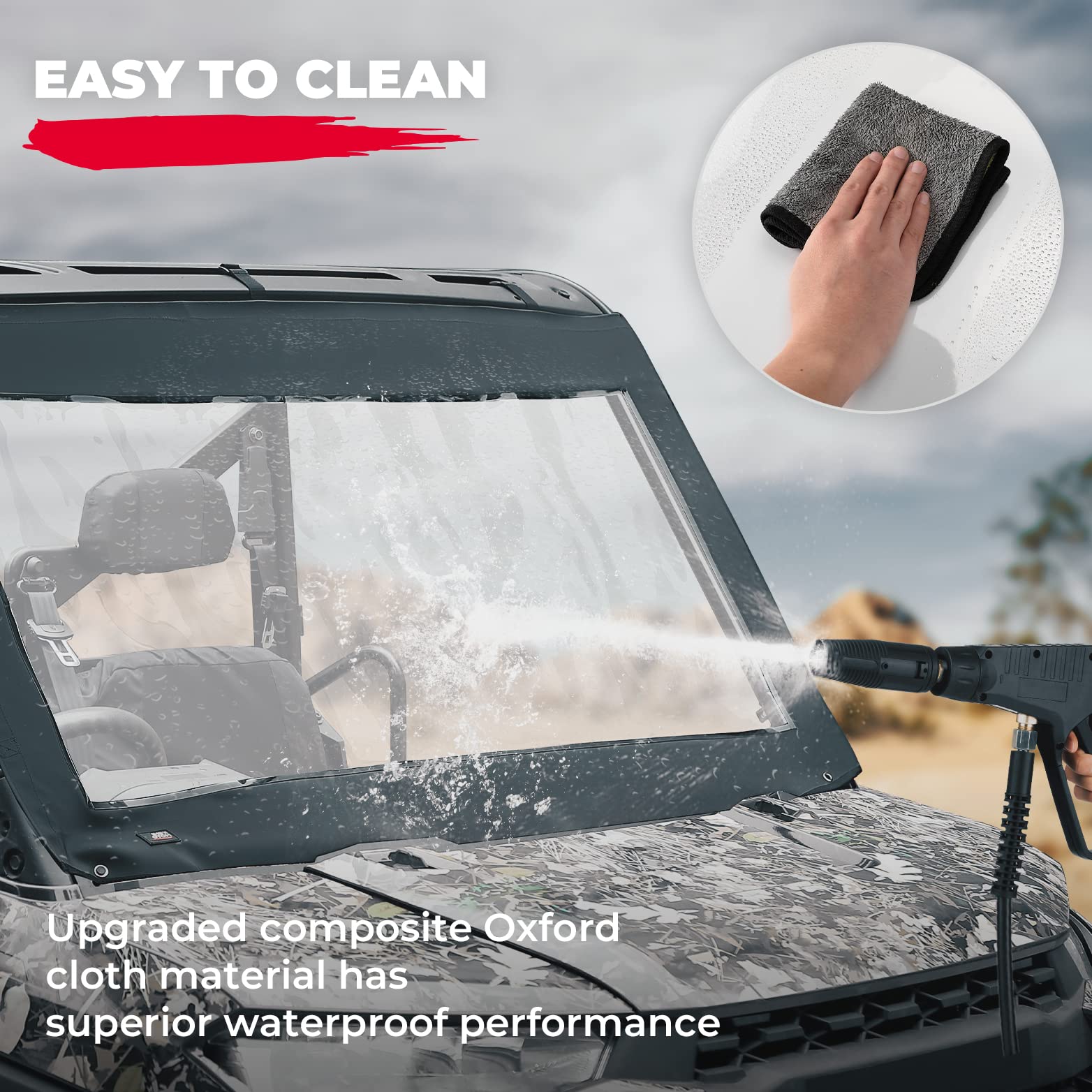 Soft Front Windshield, PVC Waterproof Panel for Ranger XP 1000 / Crew 2017-2024