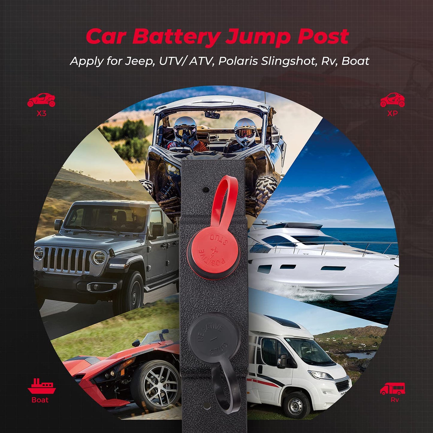 Universal Battery Jump Post Starter Terminal Relocation Kit for Can‑Am Maverick X3, Polaris