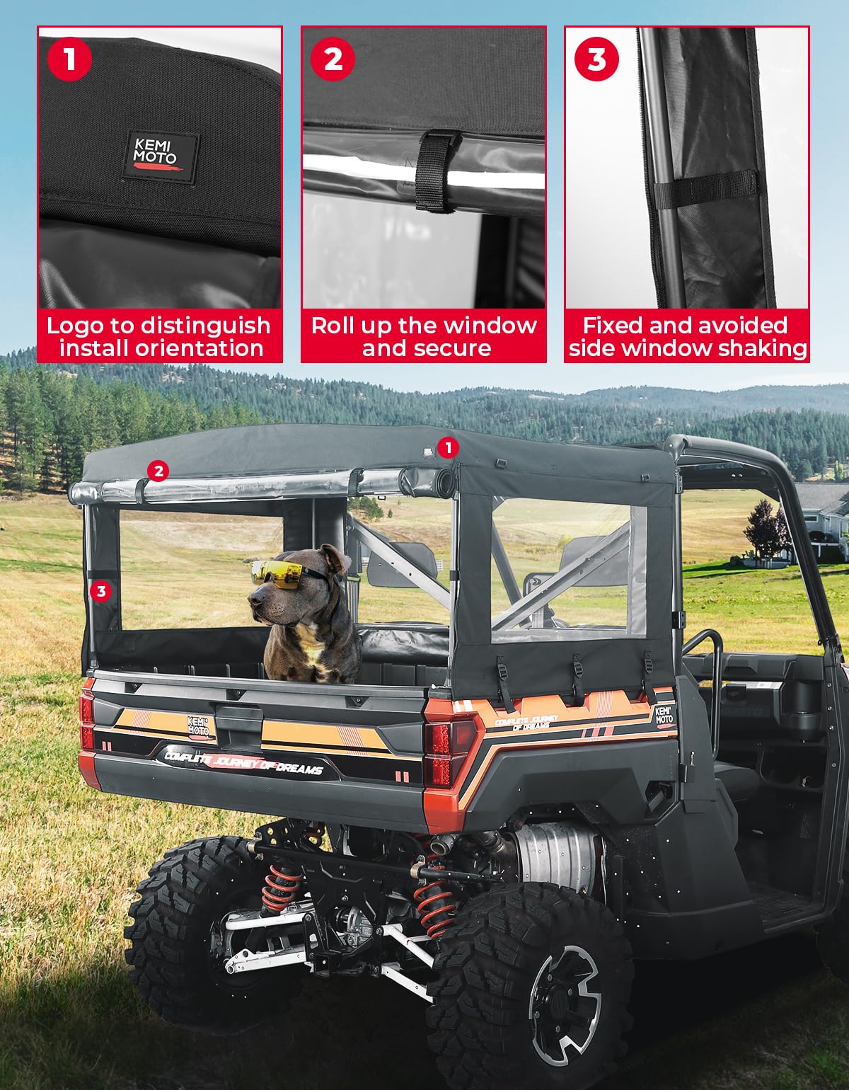 Kemimoto UTV Cargo Bed Cover for Polaris Ranger 570/XP 900/1000