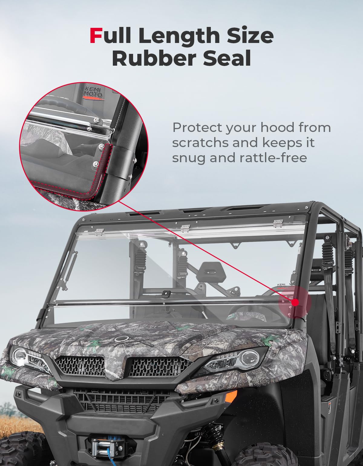 Kemimoto 2-IN-1 Flip Windshield for CFMOTO UForce 1000/1000XL