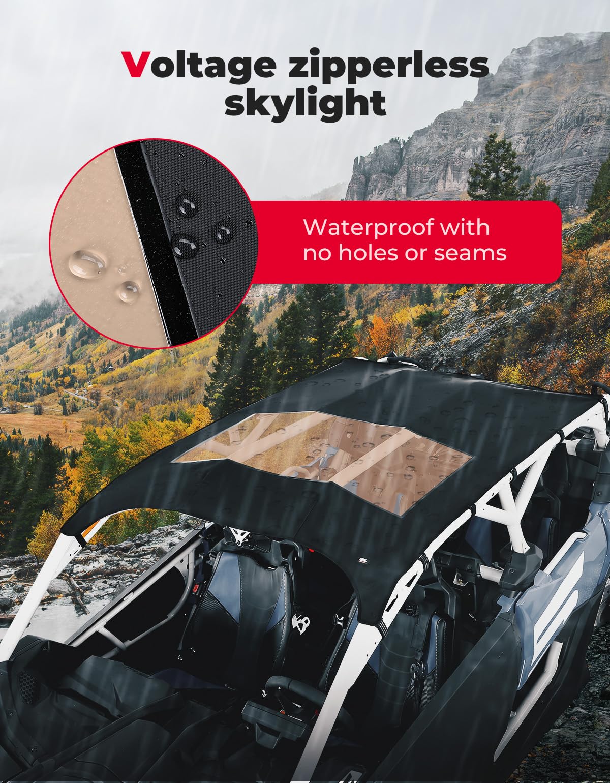 Kemimoto Canvas Soft Rooftop Waterproof for Can‑Am Maverick X3 Max