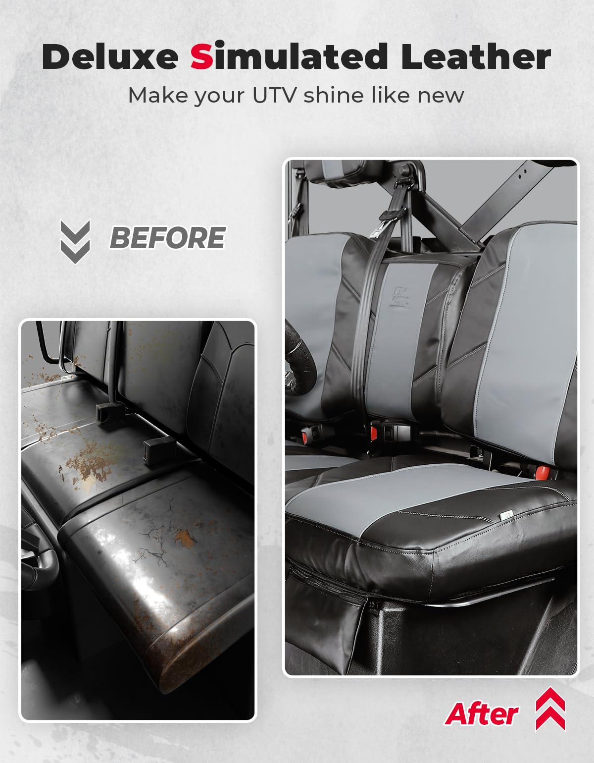 Kemimoto UTV Leather Seat Cover with Pocket for Polaris Ranger