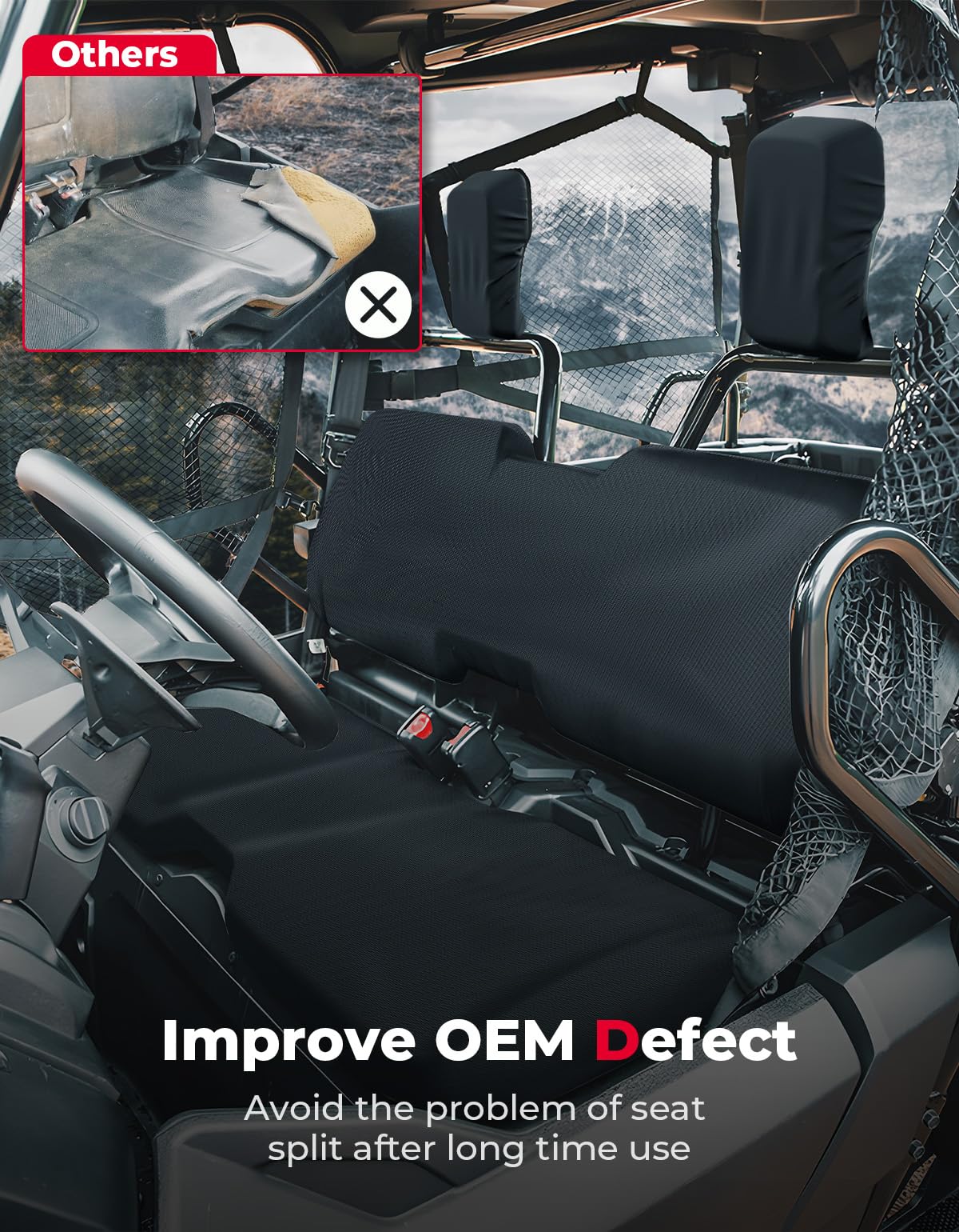 Kemimoto UV‑Resistant Seat Covers for Pioneer 700 700‑4 (Black)
