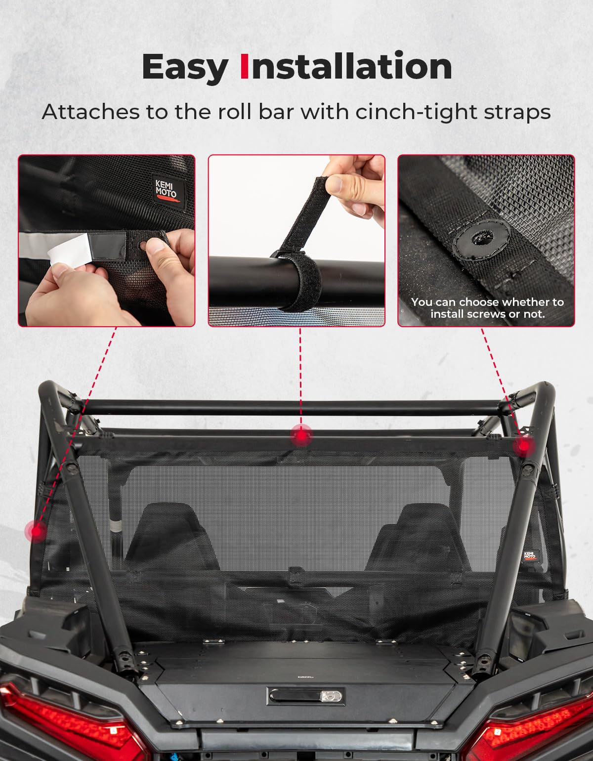 Kemimoto Rear Window Net for Polaris RZR XP 4 2024-2025