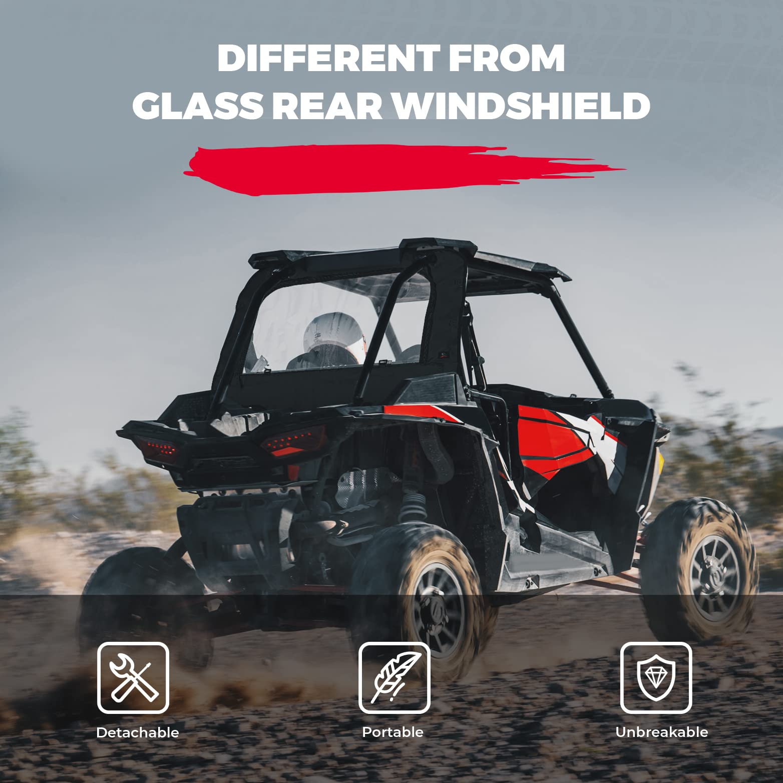 Kemimoto Soft Rear Windshield for Polaris RZR XP 1000/4 2014-2023