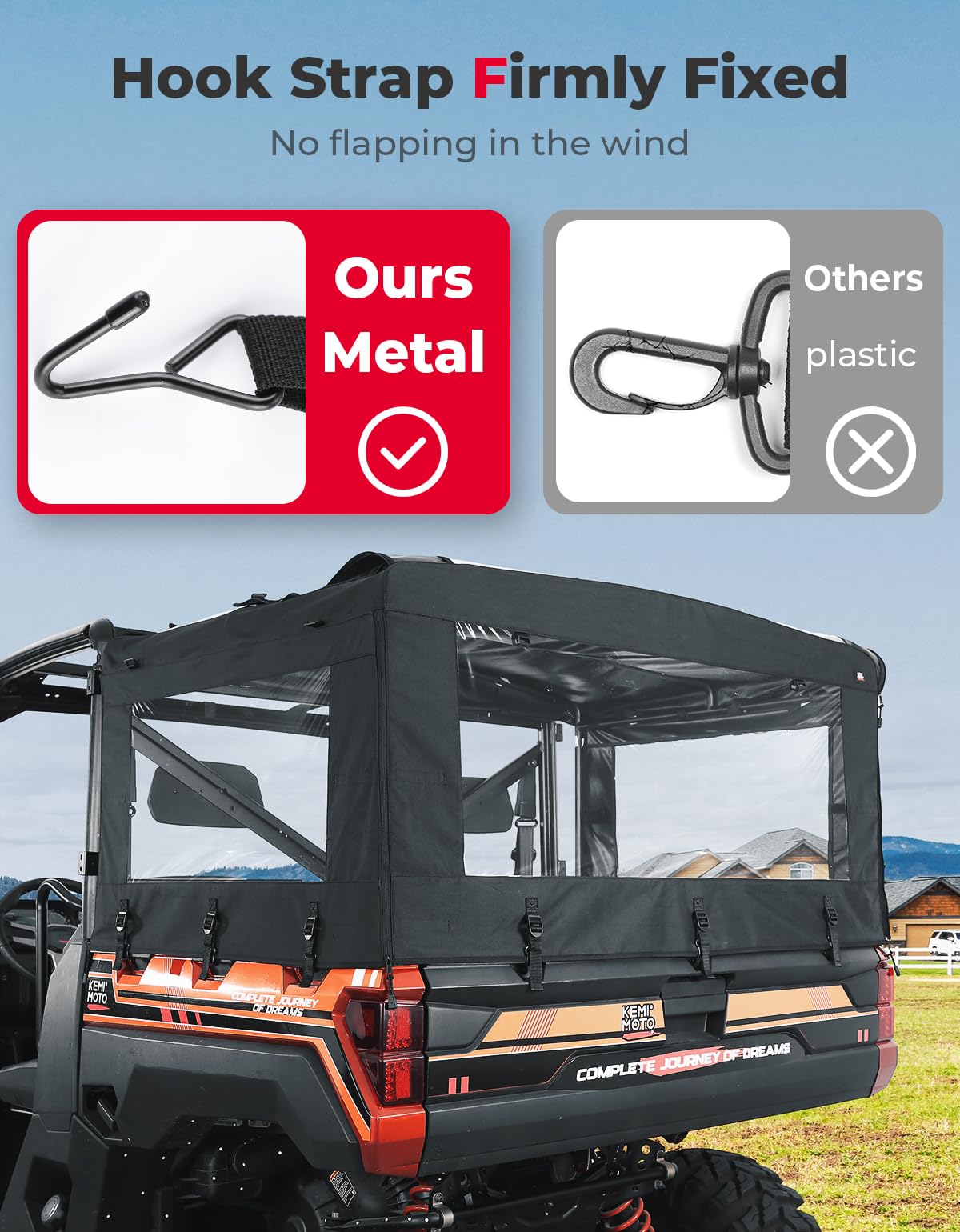 Kemimoto UTV Cargo Bed Cover for Polaris Ranger 570/XP 900/1000