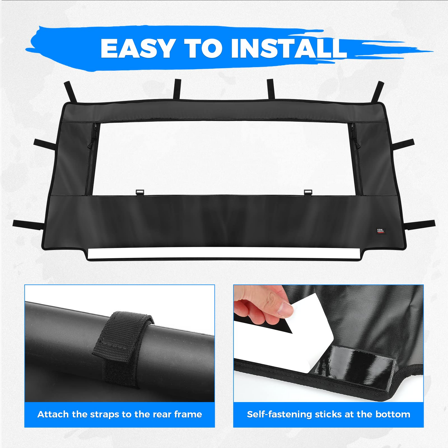 Kemimoto PVC Soft Rear Windshield for Polaris General 1000/XP 1000