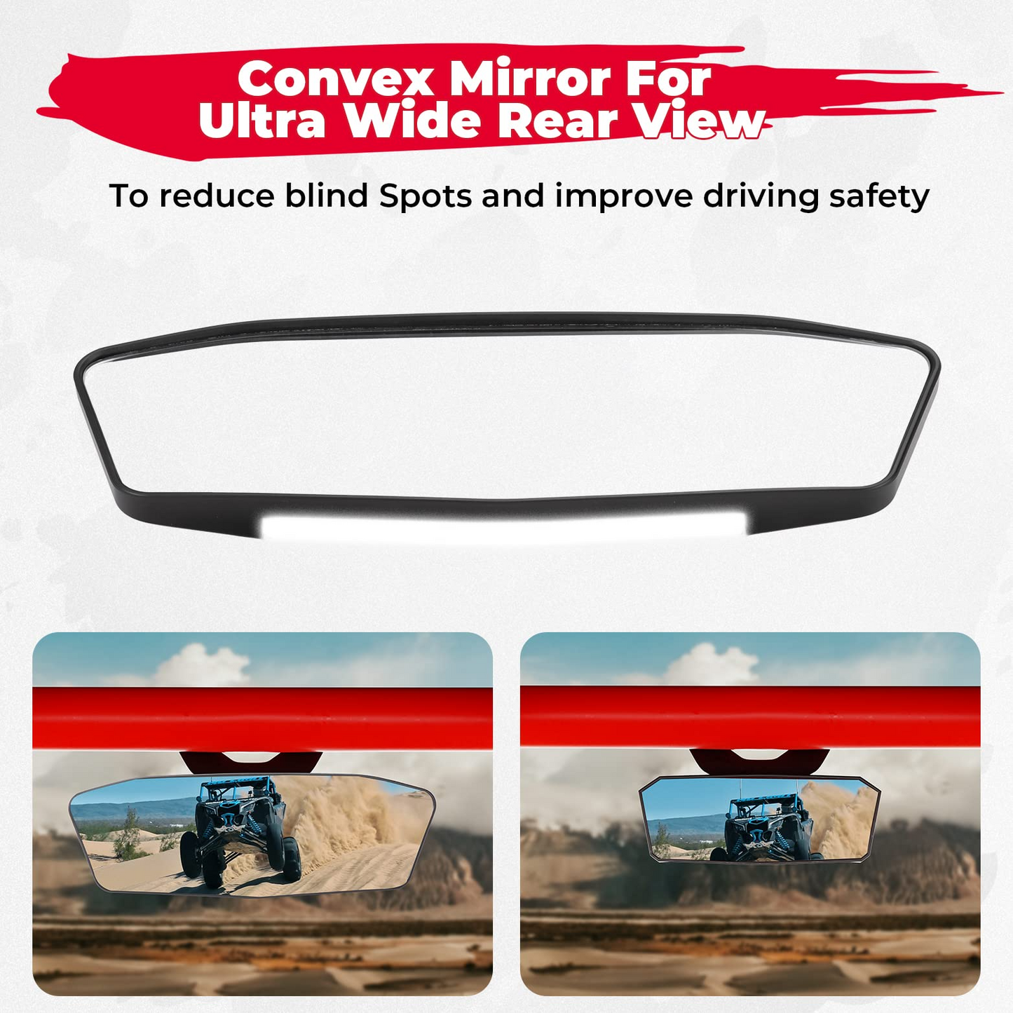 Kemimoto LED Rear Mirror With Interior Light for Can‑Am X3