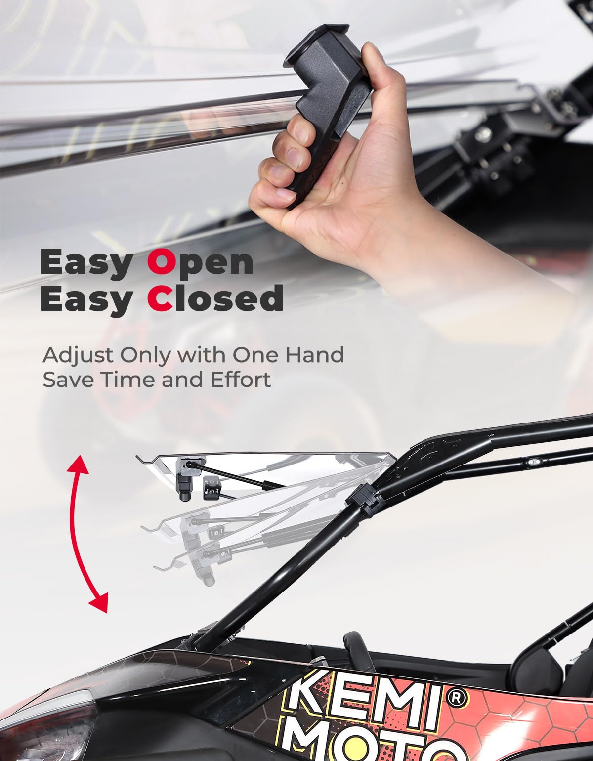 Kemimoto 3-in-1 Folding Half Flip Windshield for CFMOTO ZForce 950