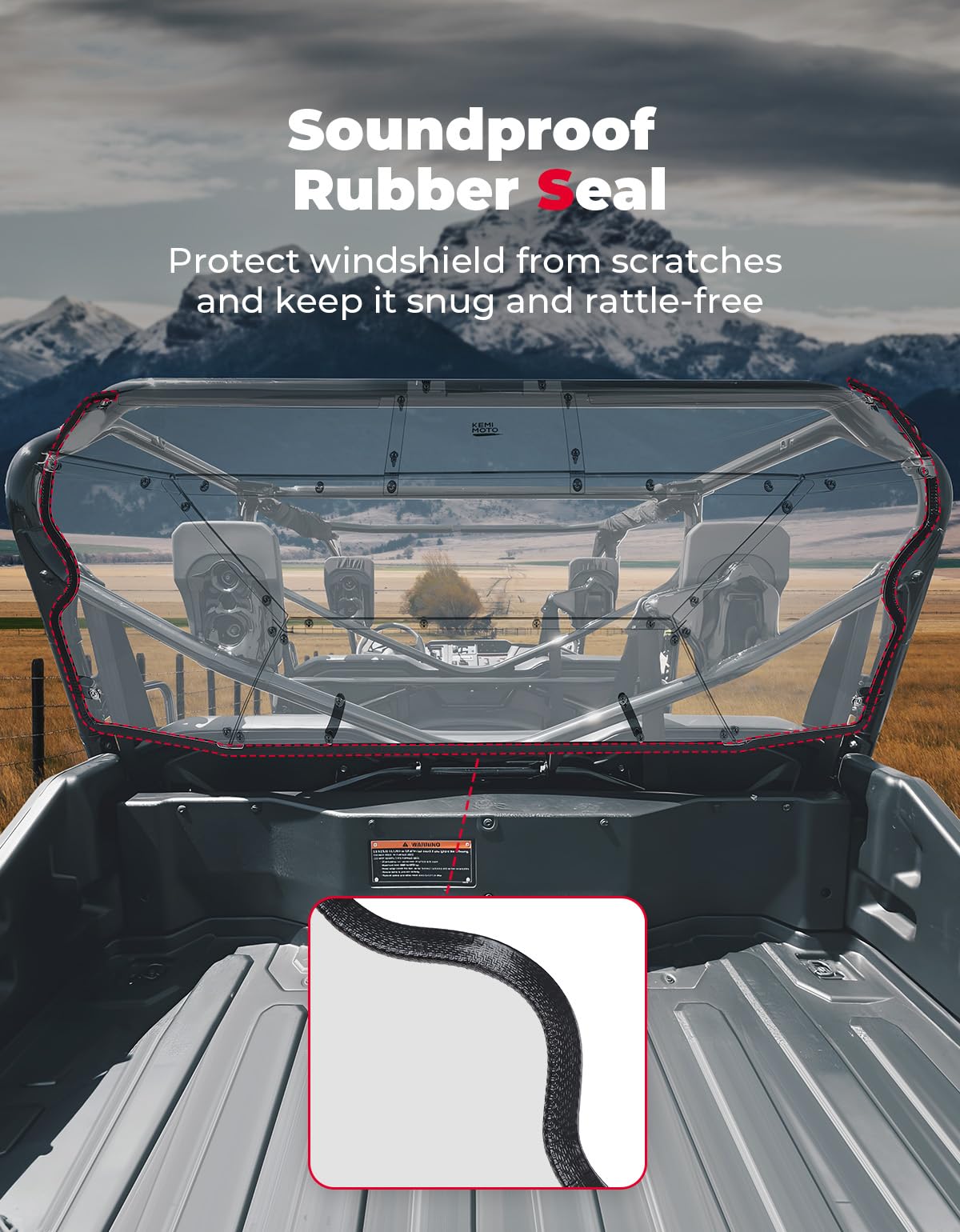 Kemimoto Rear Windshield for Pioneer 1000-6 UV Resistant