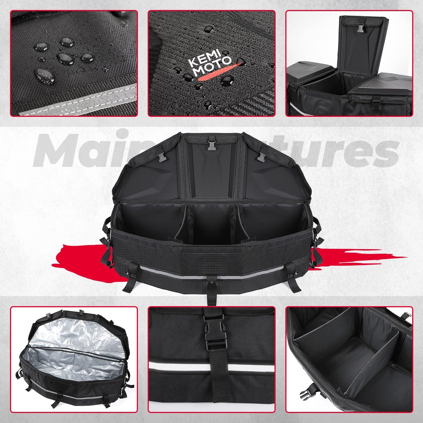 Kemimoto Roof Storage Bags 60L for Can‑Am Maverick X3
