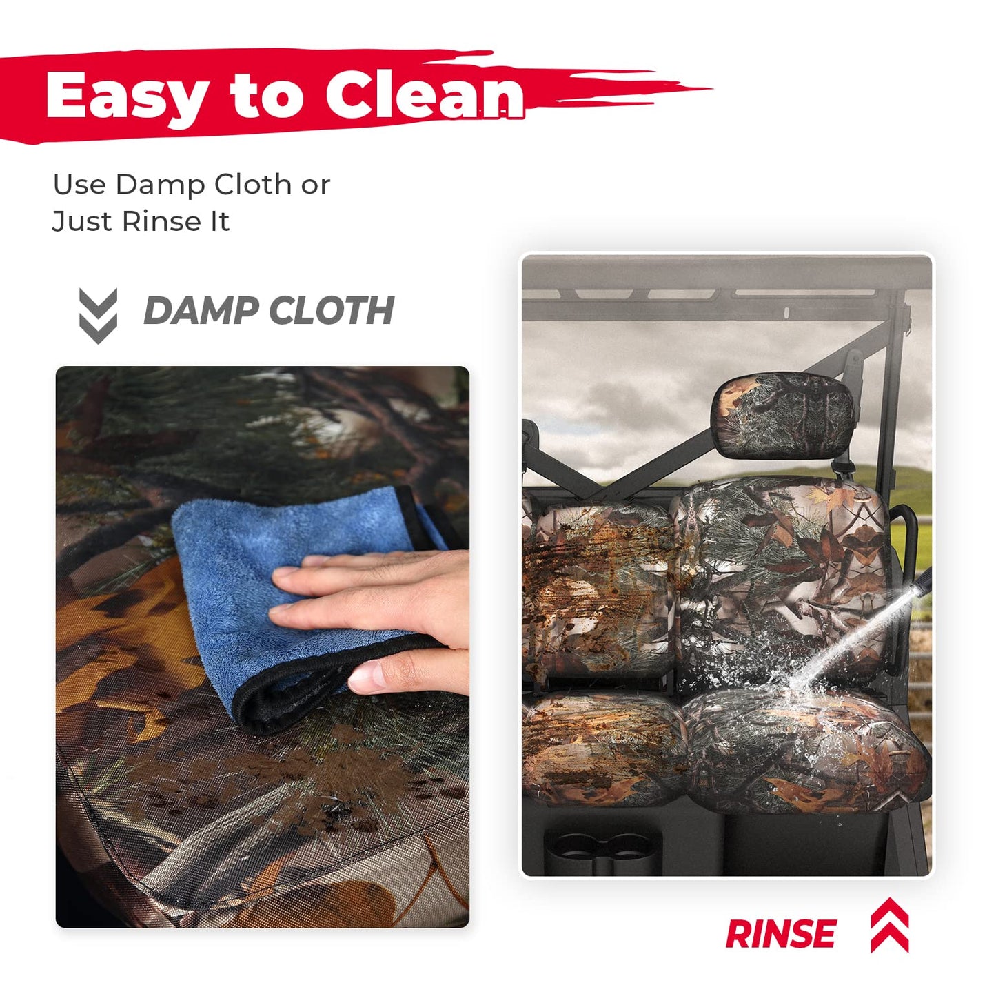 Kemimoto Camouflage UTV Seat Cover for Can-Am Defender