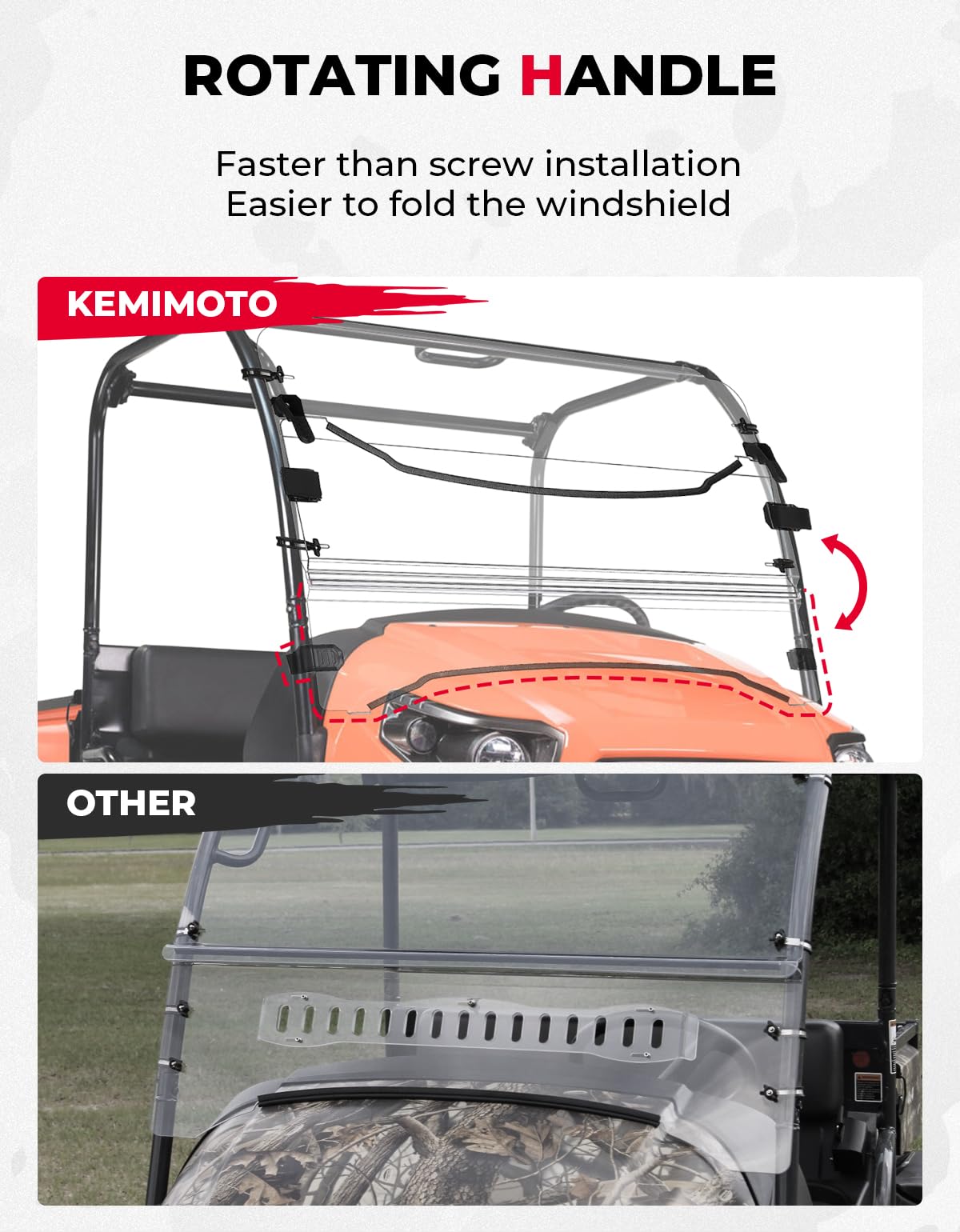 Kemimoto Front Windshield Scratch Resistant for Kubota RTV 400/500/520