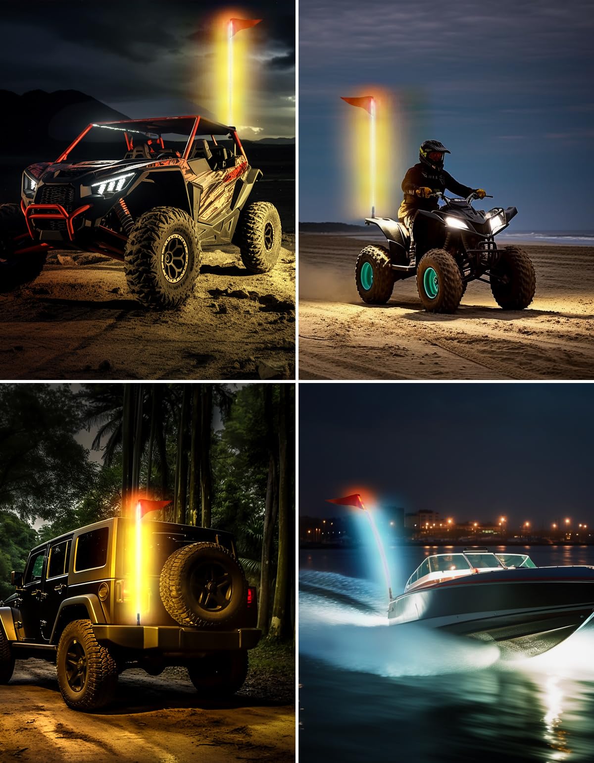 Kemimoto LED Whip Light 5FT RGB for ATV UTV RZR