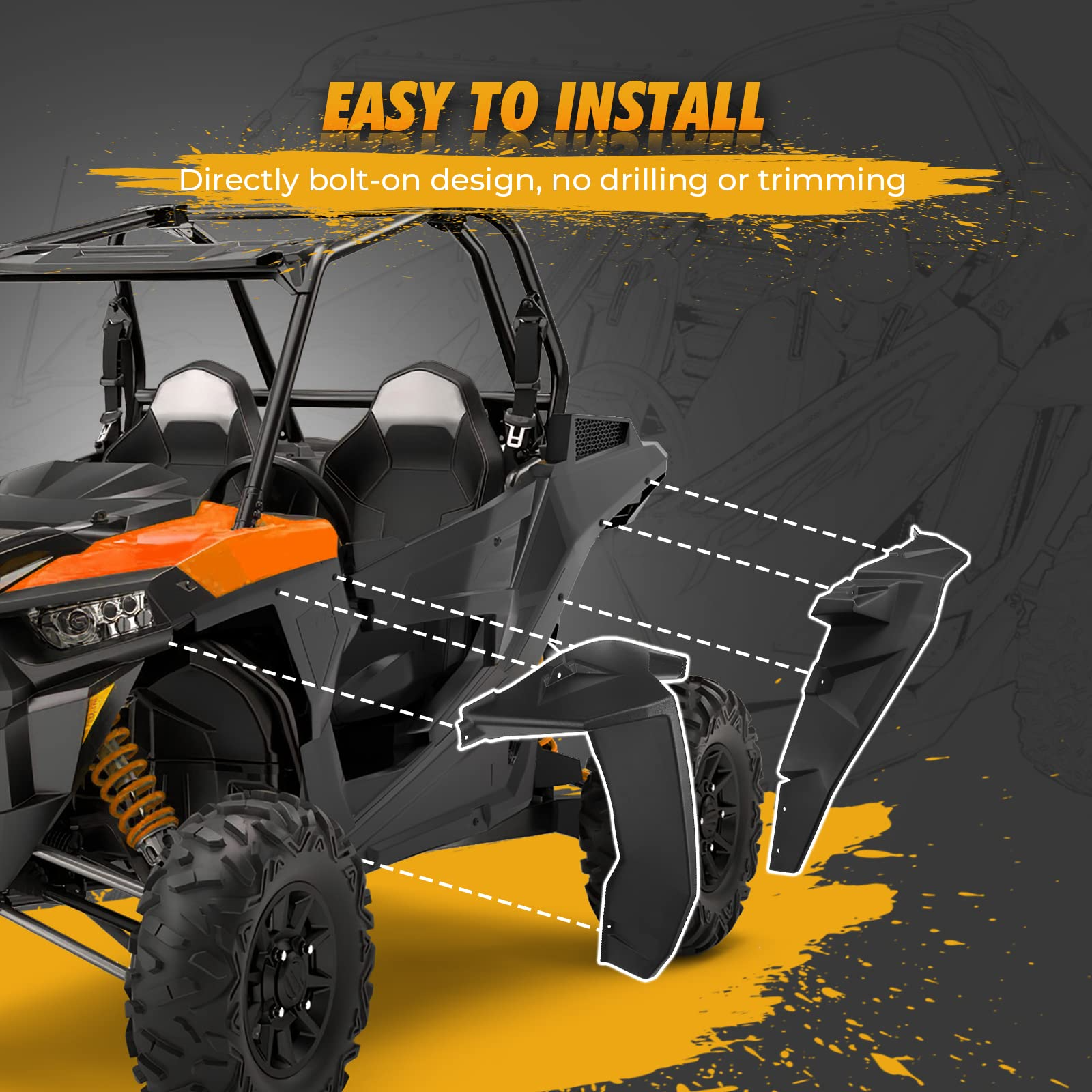 Kemimoto 8.5 Inch Mud Flap for Polaris RZR XP 1000/4