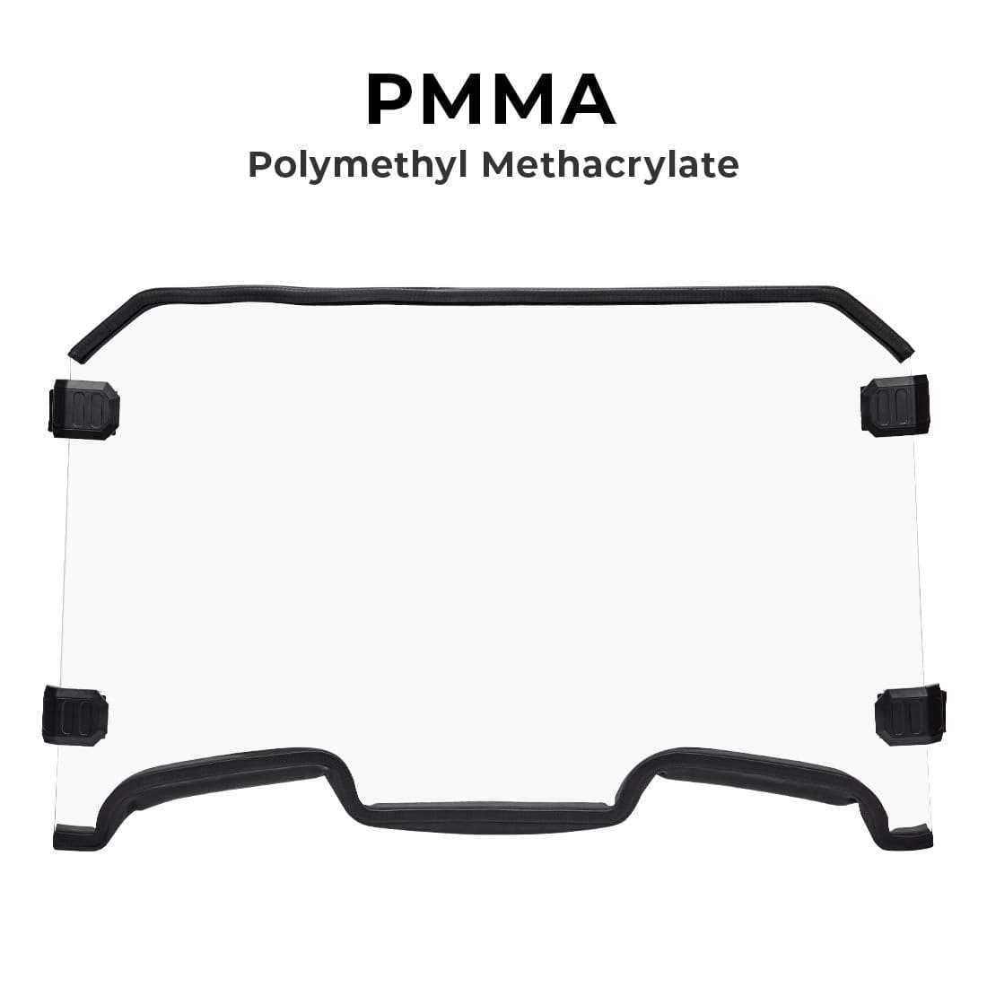 Kemimoto Front Windshield with 4 Black Clamps for Polaris RZR