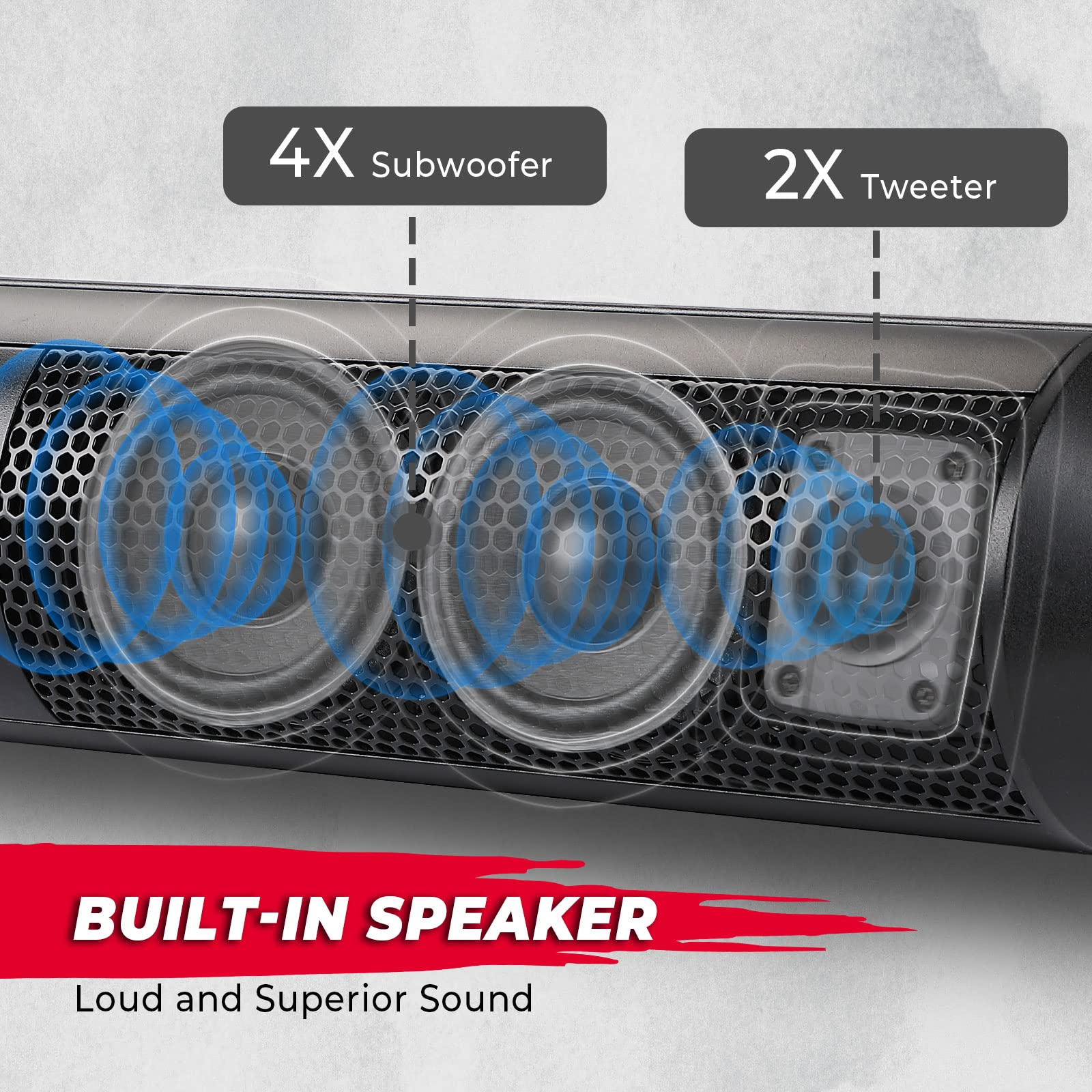 Kemimoto Waterproof Bluetooth UTV Sound Bar 500W 28"