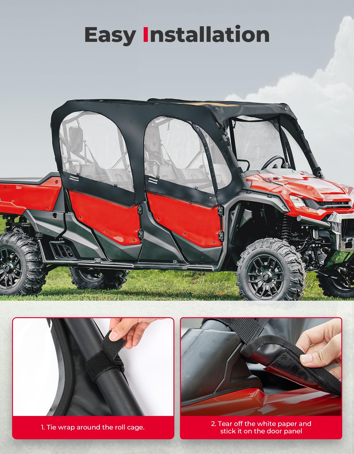 Soft Upper Door Cab Enclosure Set for Honda Pioneer 1000-6