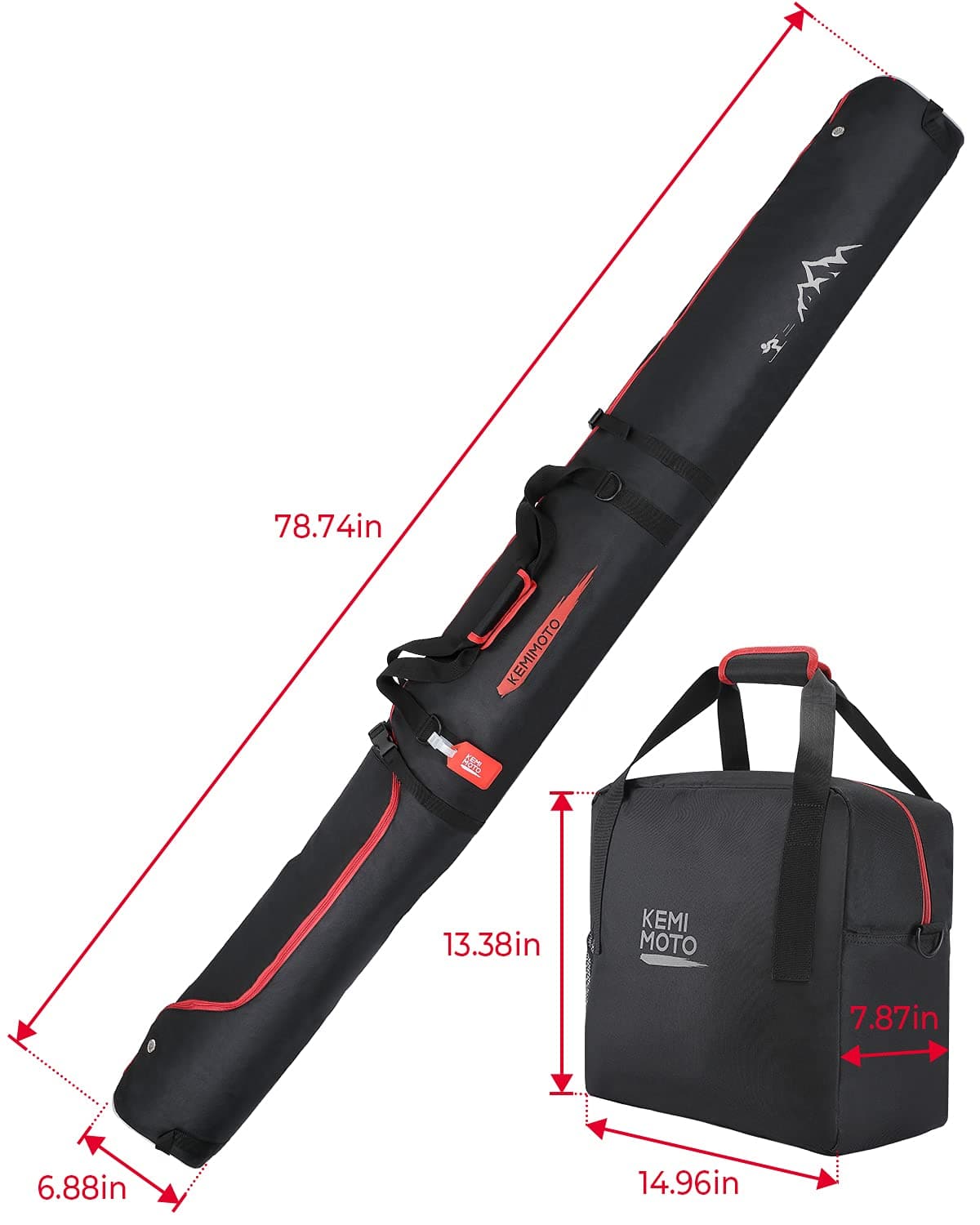 Kemimoto Ski Boot Bag Combo Red 25L 600D Oxford