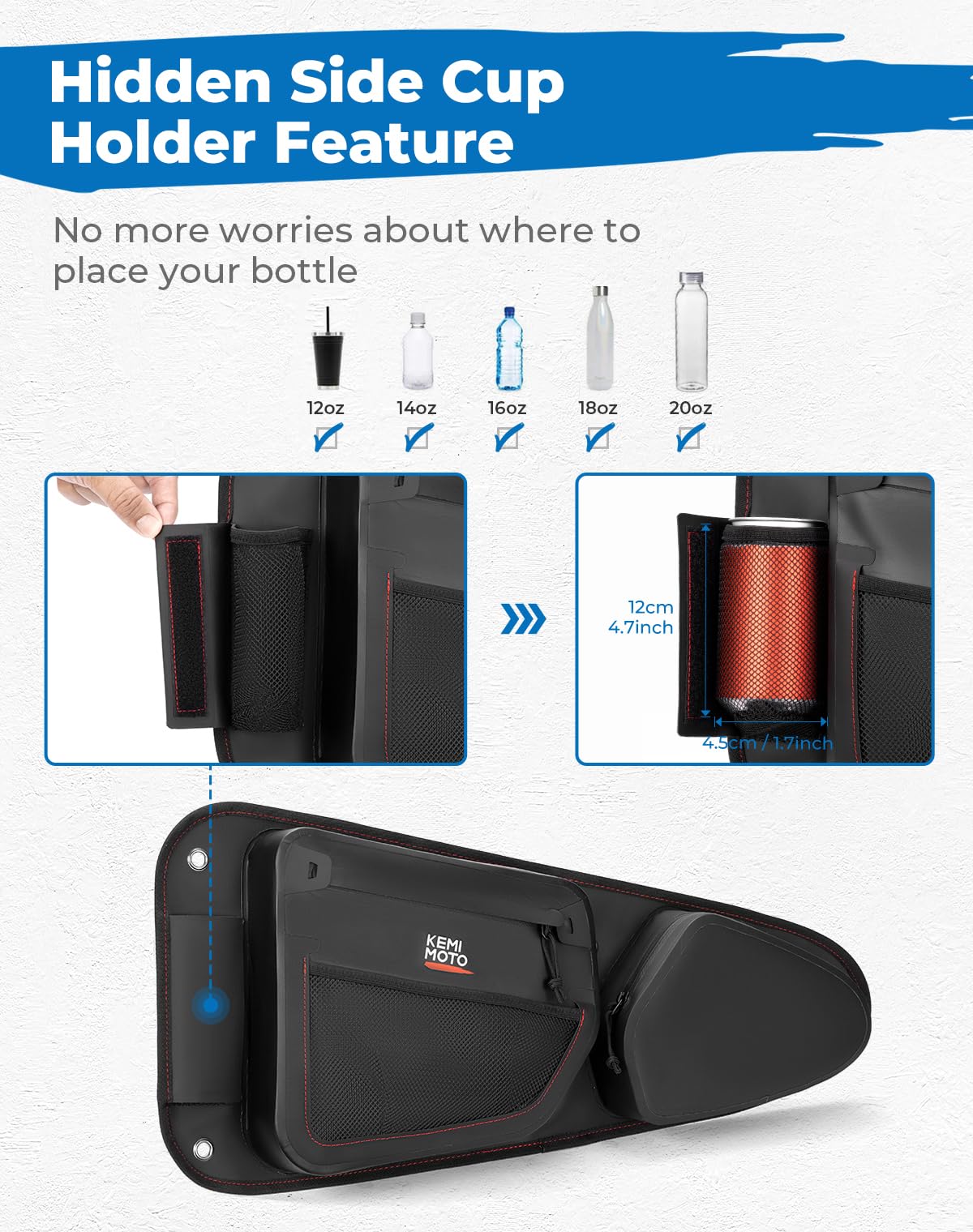 Kemimoto TPU IPX6 Front Door Bags for Polaris RZR
