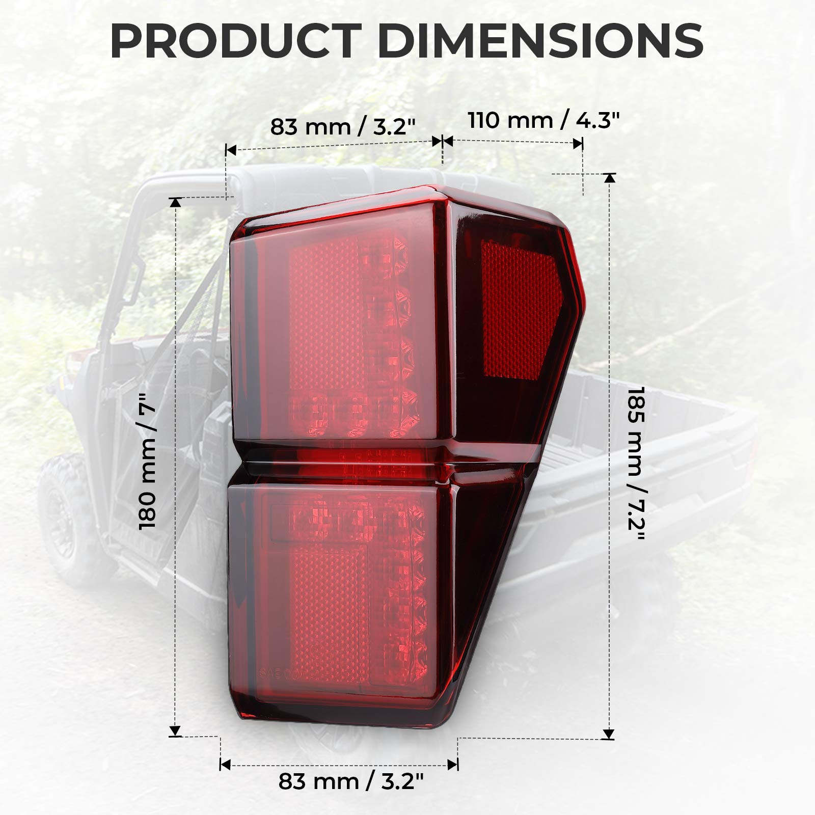 Kemimoto Tail Lights Polaris Ranger 1000 XP Crew IP65
