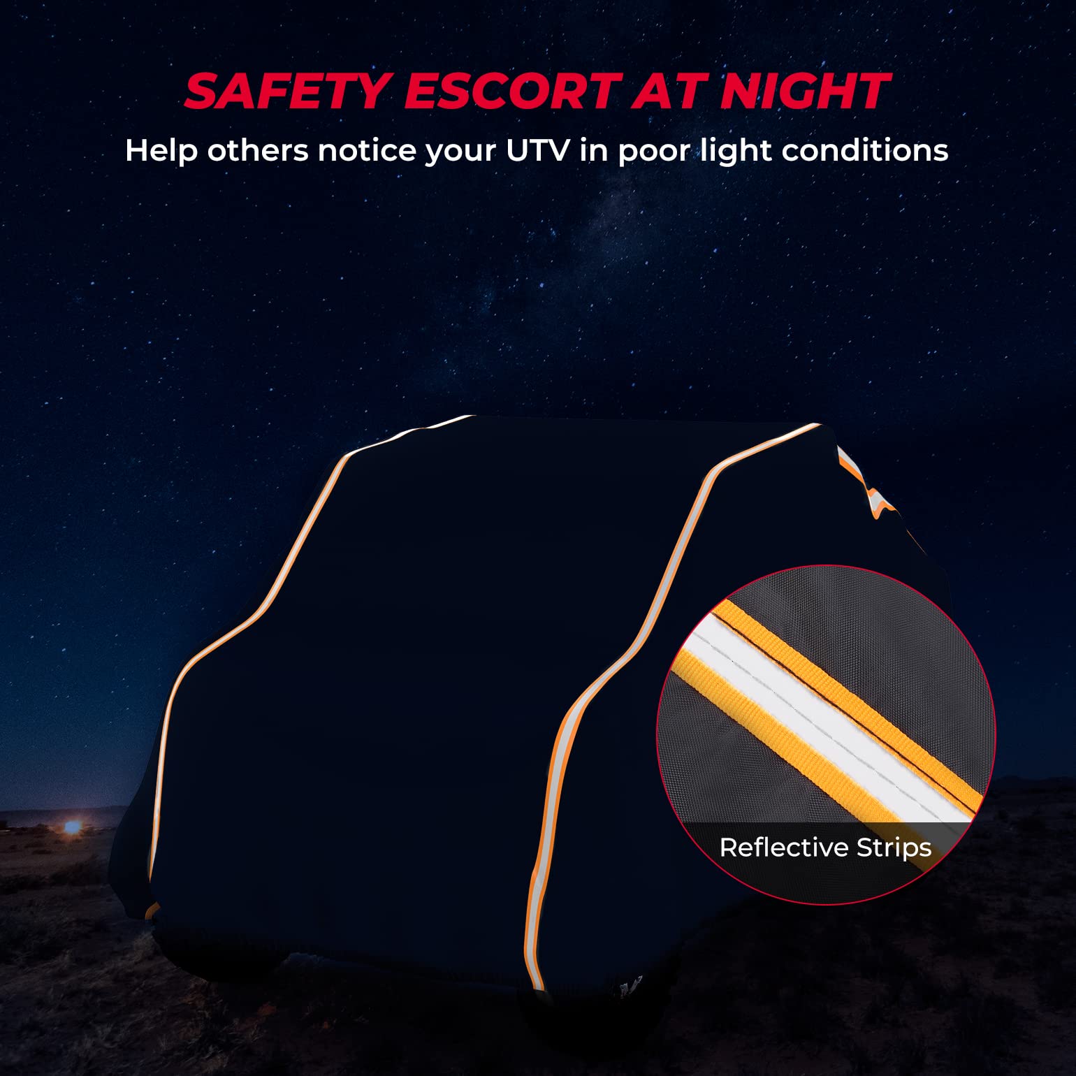 Kemimoto UTV Cover Reflective Strip Waterproof Oxford 122" x 70.9"