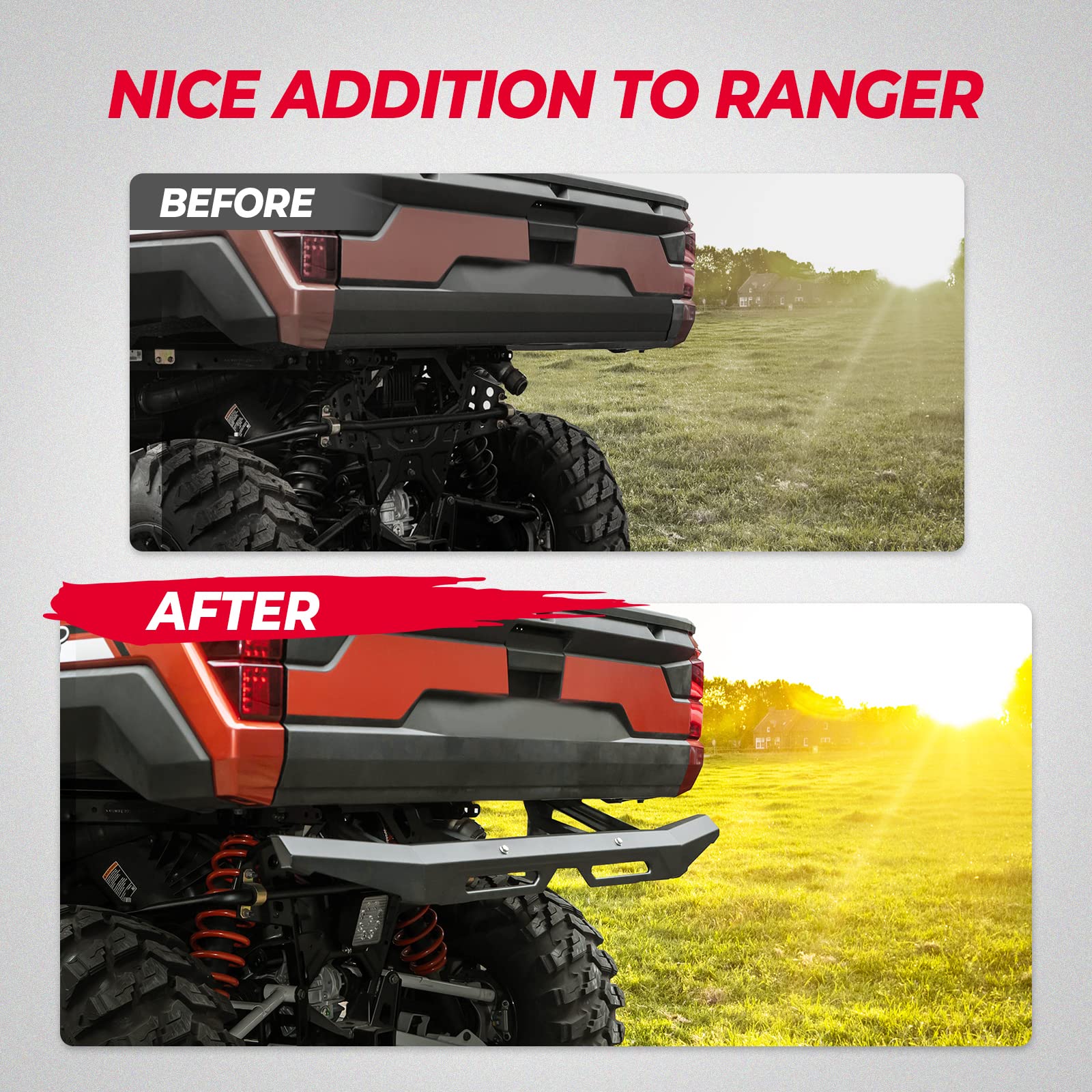 KEMIMOTO Rear Brushguard Bumper Polaris Ranger XP 1000 Crew 2018-2024