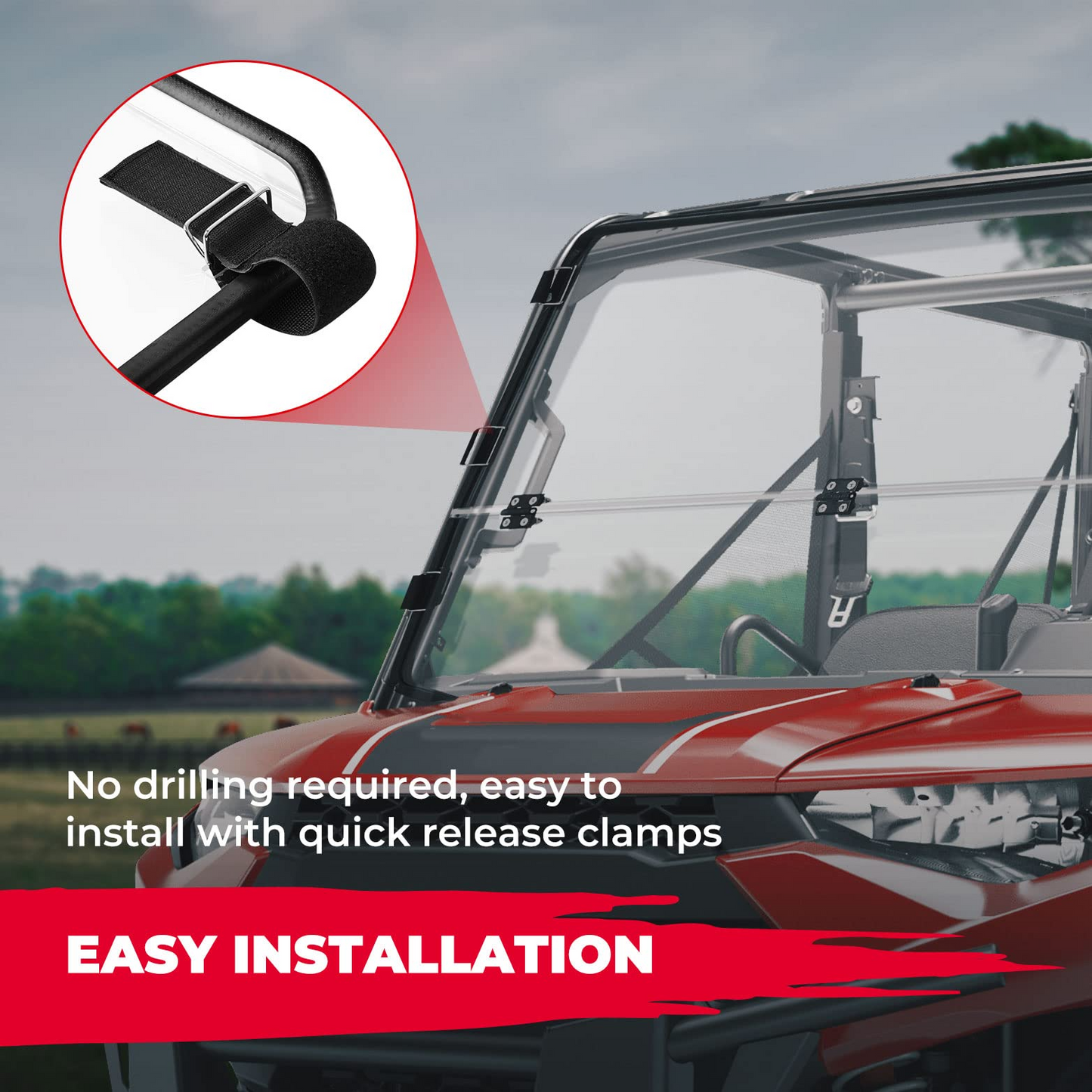 2-IN-1 Flip Up Windshield for Ranger 1000/XP 1000/Crew 2017-2026