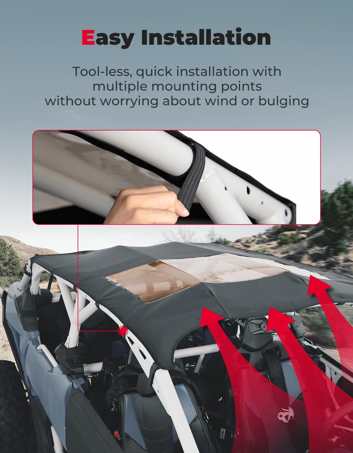 Kemimoto Canvas Soft Rooftop Waterproof for Can‑Am Maverick X3 Max