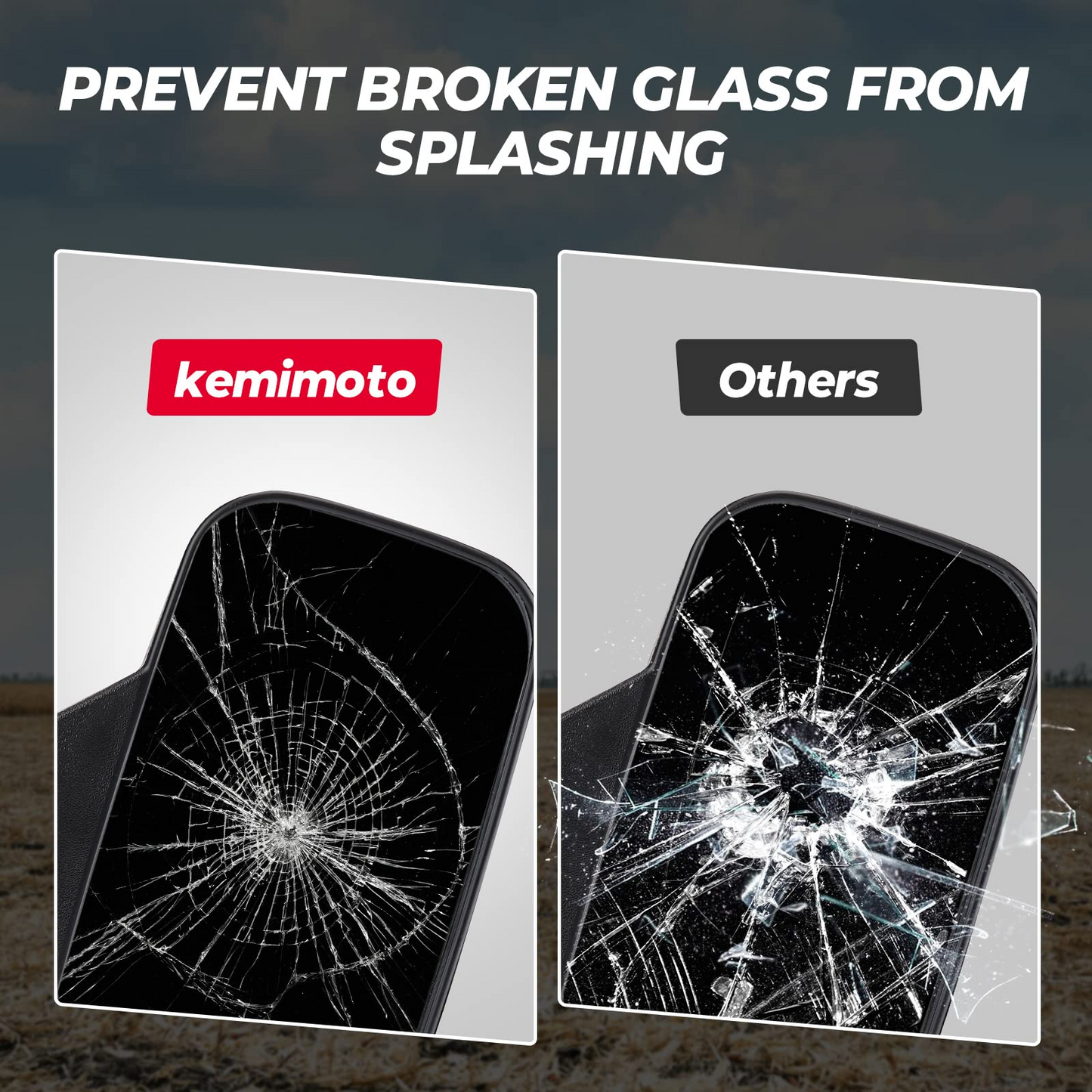 Kemimoto UTV Side Mirror High Impact Adjustable 4.7" x 7"