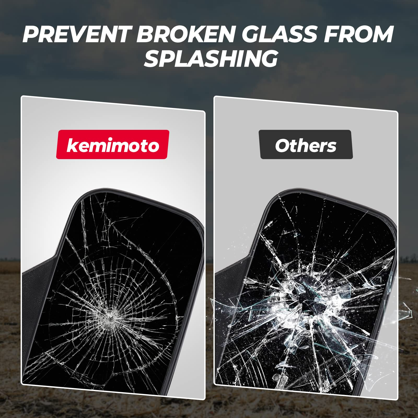Kemimoto UTV Side Mirror High Impact Adjustable 4.7" x 7"