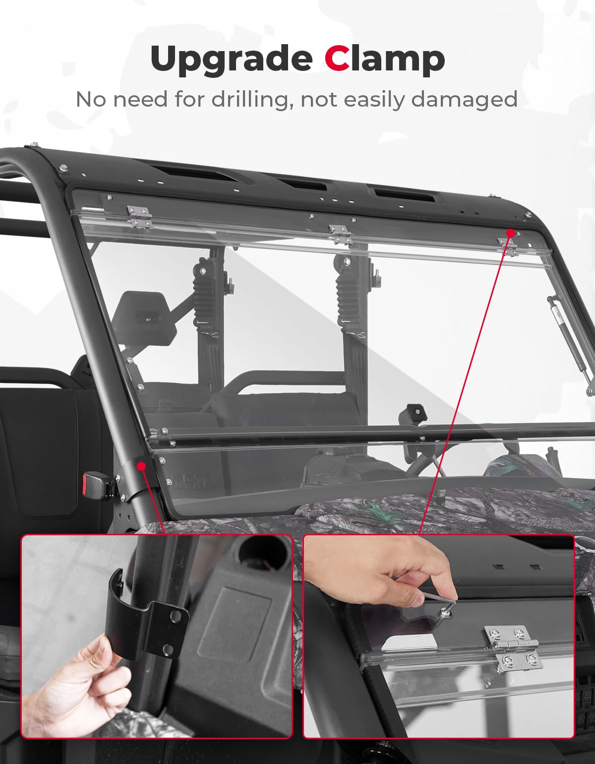 Kemimoto 2-IN-1 Flip Windshield for CFMOTO UForce 1000/1000XL
