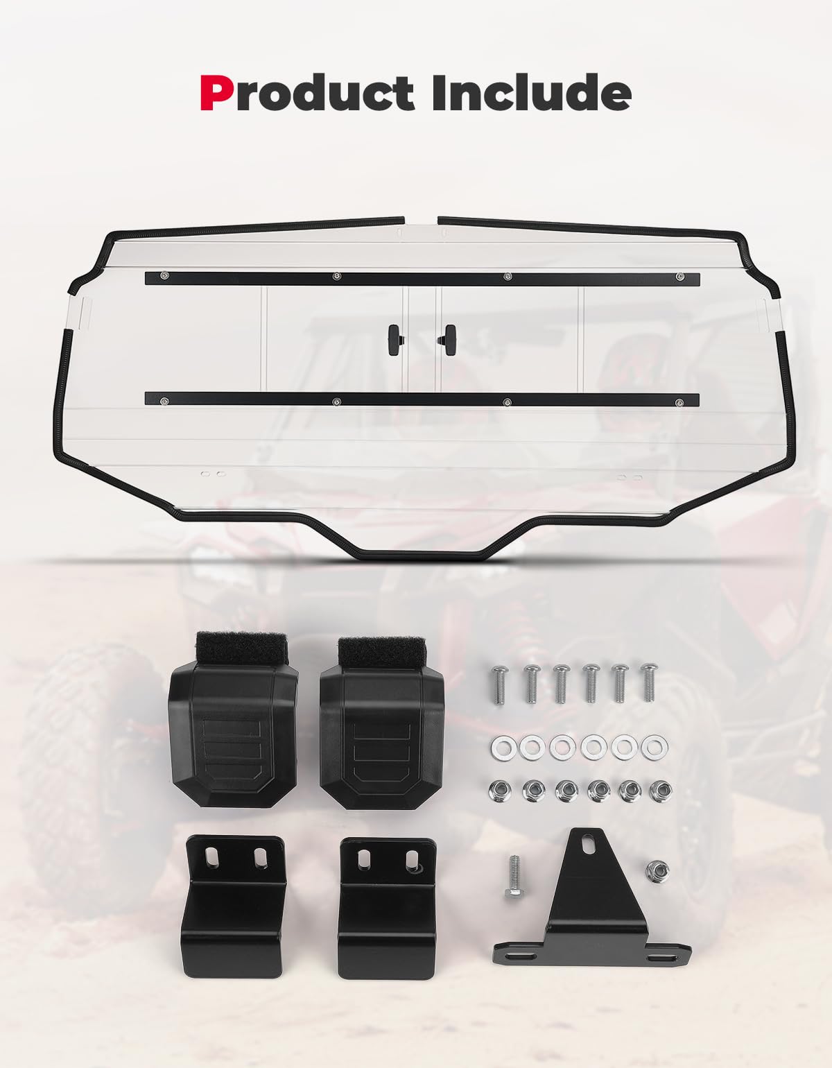 Kemimoto UTV Rear Windshield Sliding Vented Back Window for Talon 1000X-4