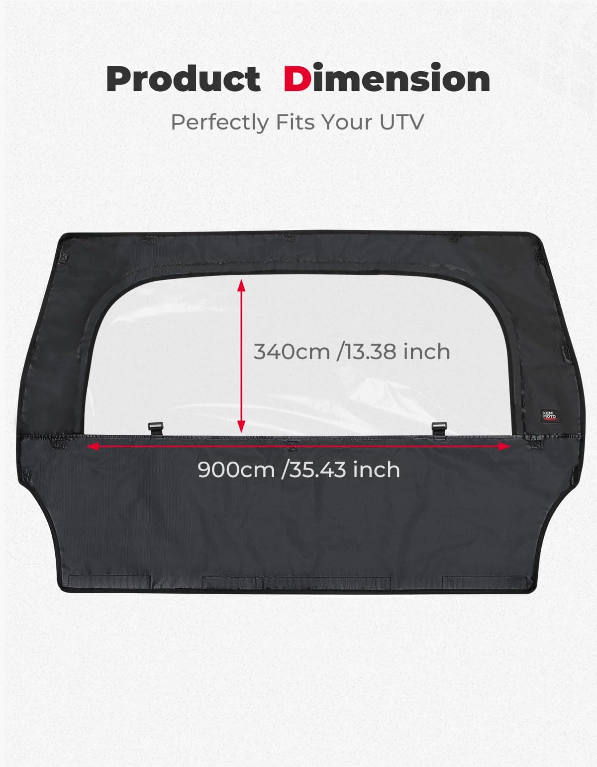 Kemimoto Rear Windshield with Zipper for Polaris RZR 570/800
