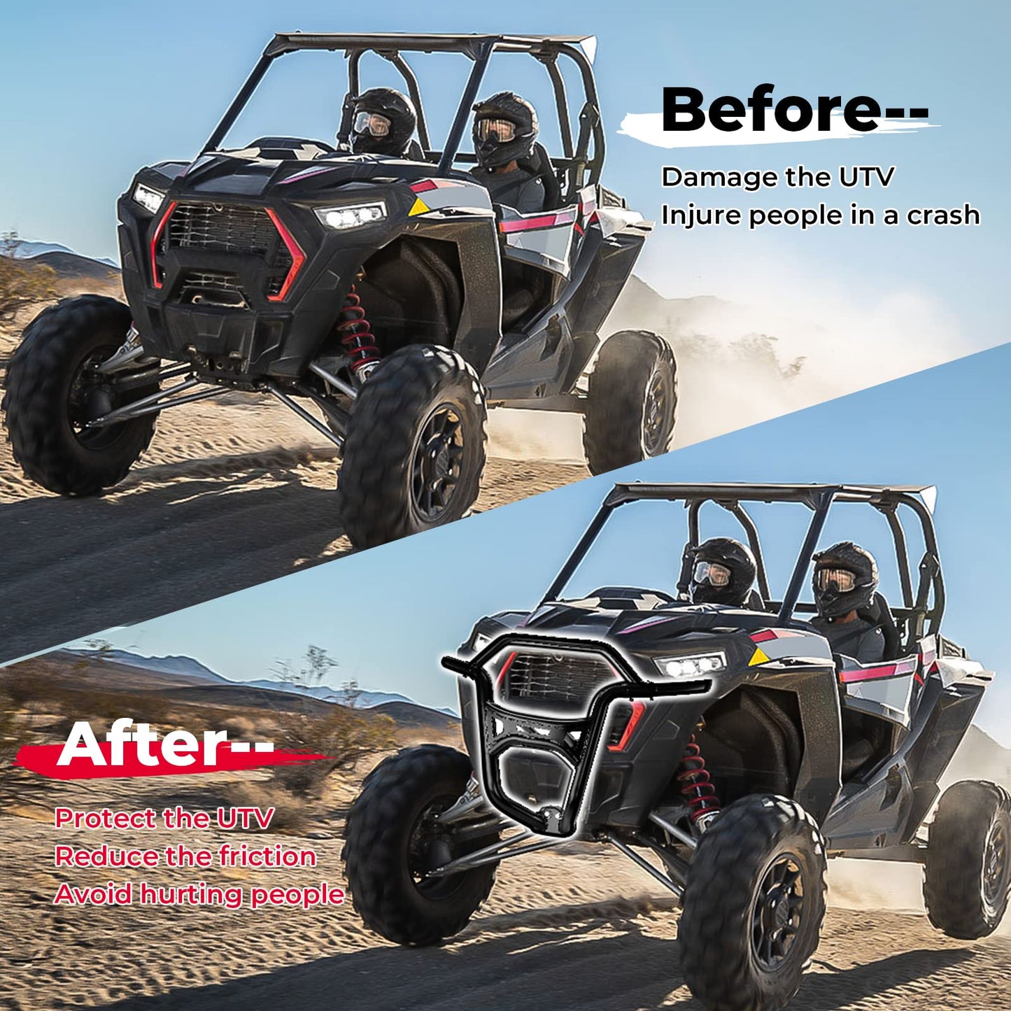 Kemimoto Front Bumper for Polaris RZR XP 1000 Turbo – Black