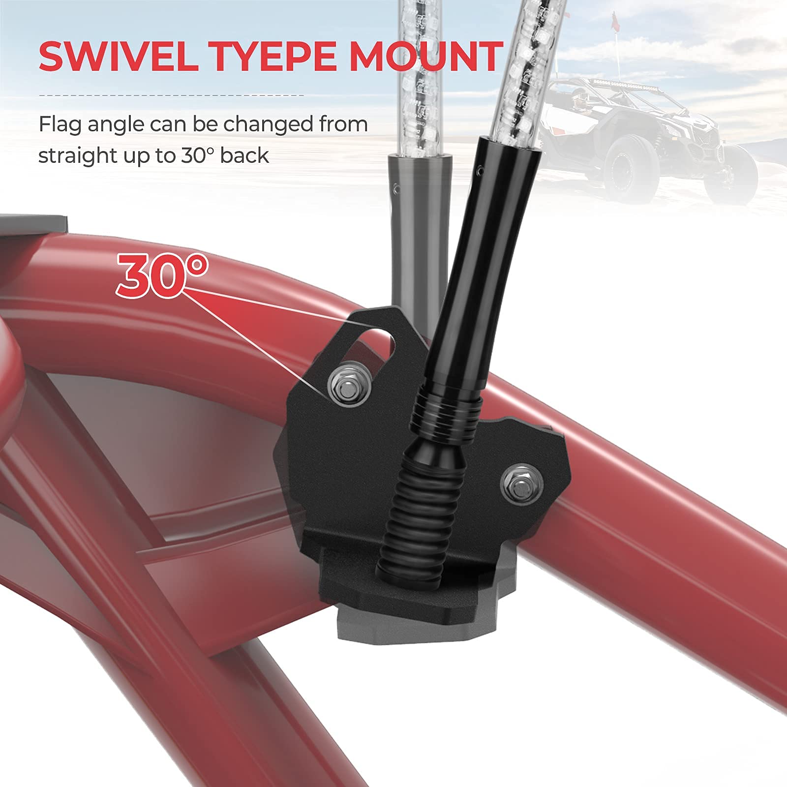 Kemimoto Adjustable Whip Light Mount for Can-Am Maverick X3