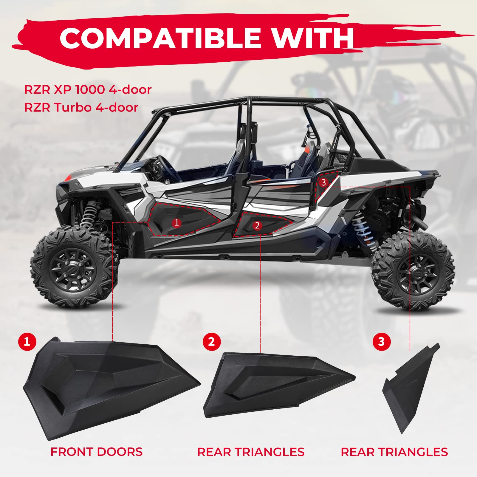 Kemimoto Door Panel Inserts for Polaris RZR XP4 1000 2014‑2023