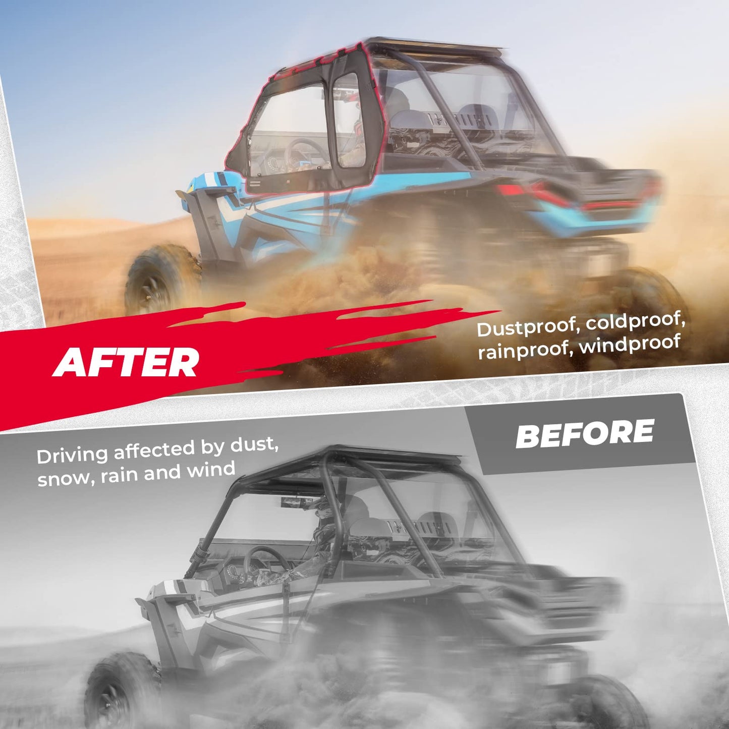 Upper Doors & 3-IN-1 Flip Windshield for Polaris RZR 1000