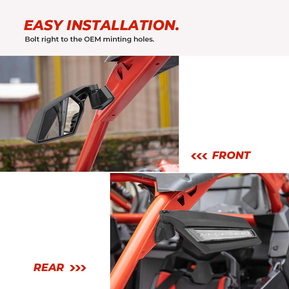 Kemimoto LED Mirrors With Turn Signal For Can‑Am Maverick X3