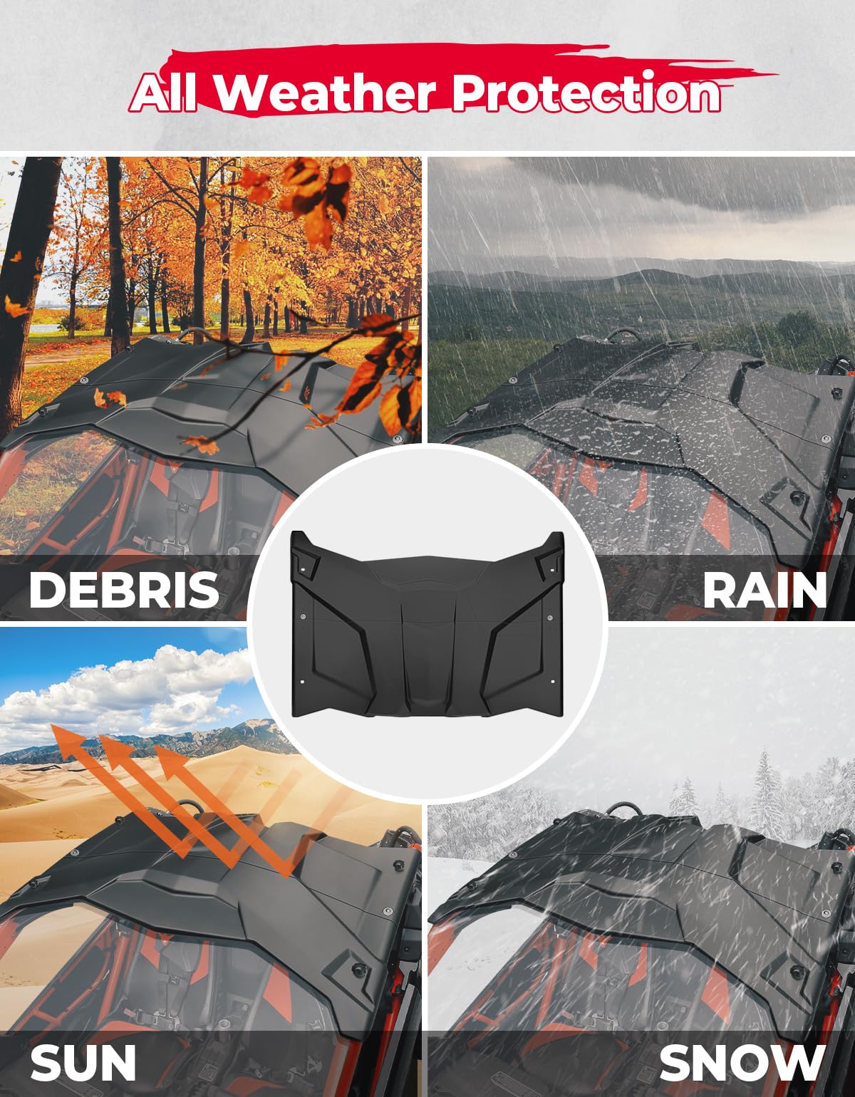 Kemimoto 2-in-1 Plastic Hard Roof for Can‑Am Maverick X3