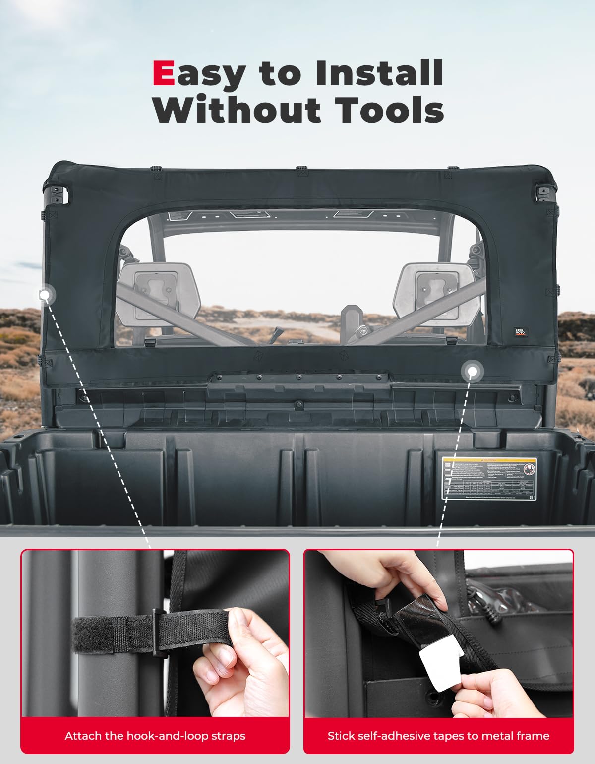 Front Vented Full Windshield & Soft Rear Windshield for Can Am Defender